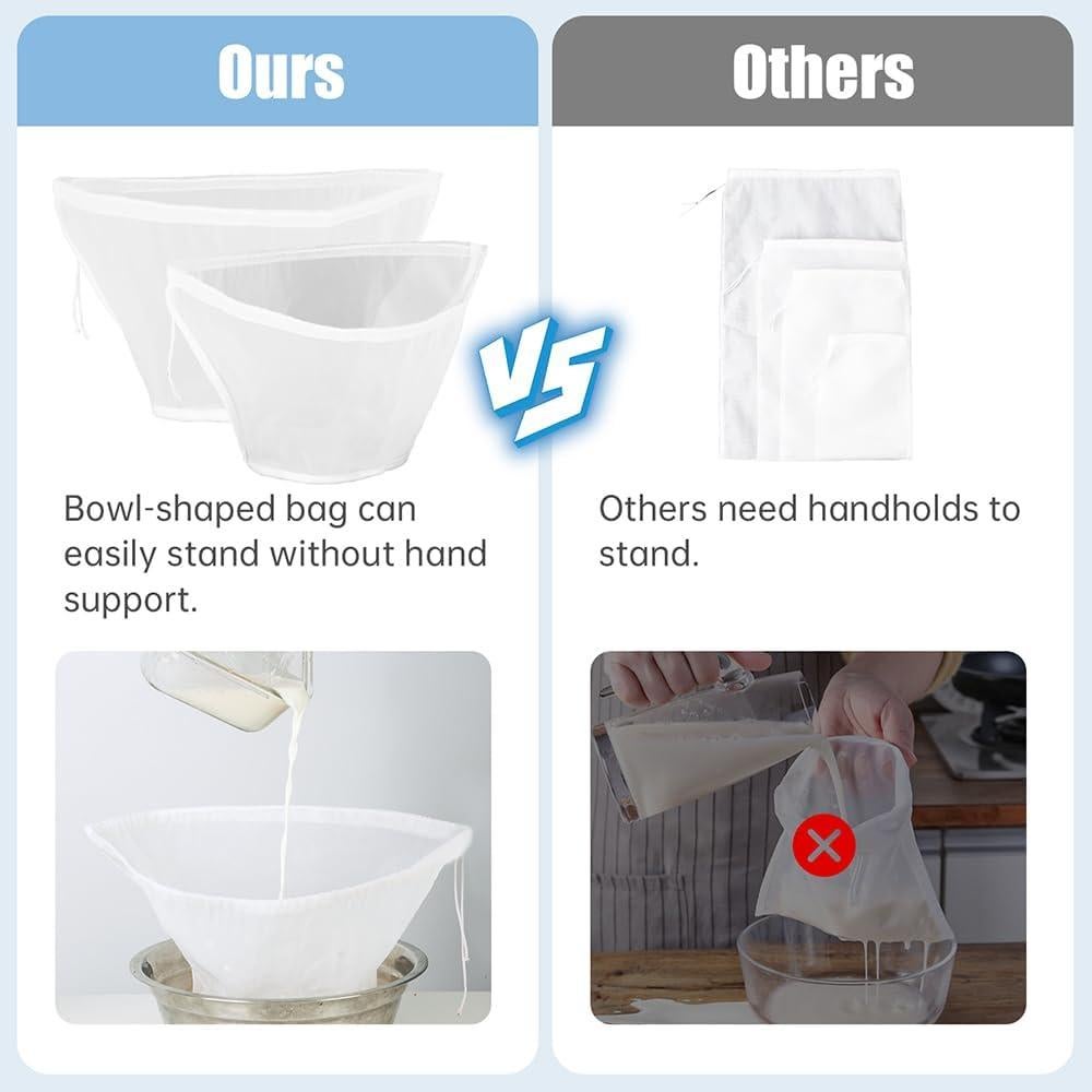 Bolsa de Colador de Nylon Amicmilano 2 Pack 200 y 125 Micrones