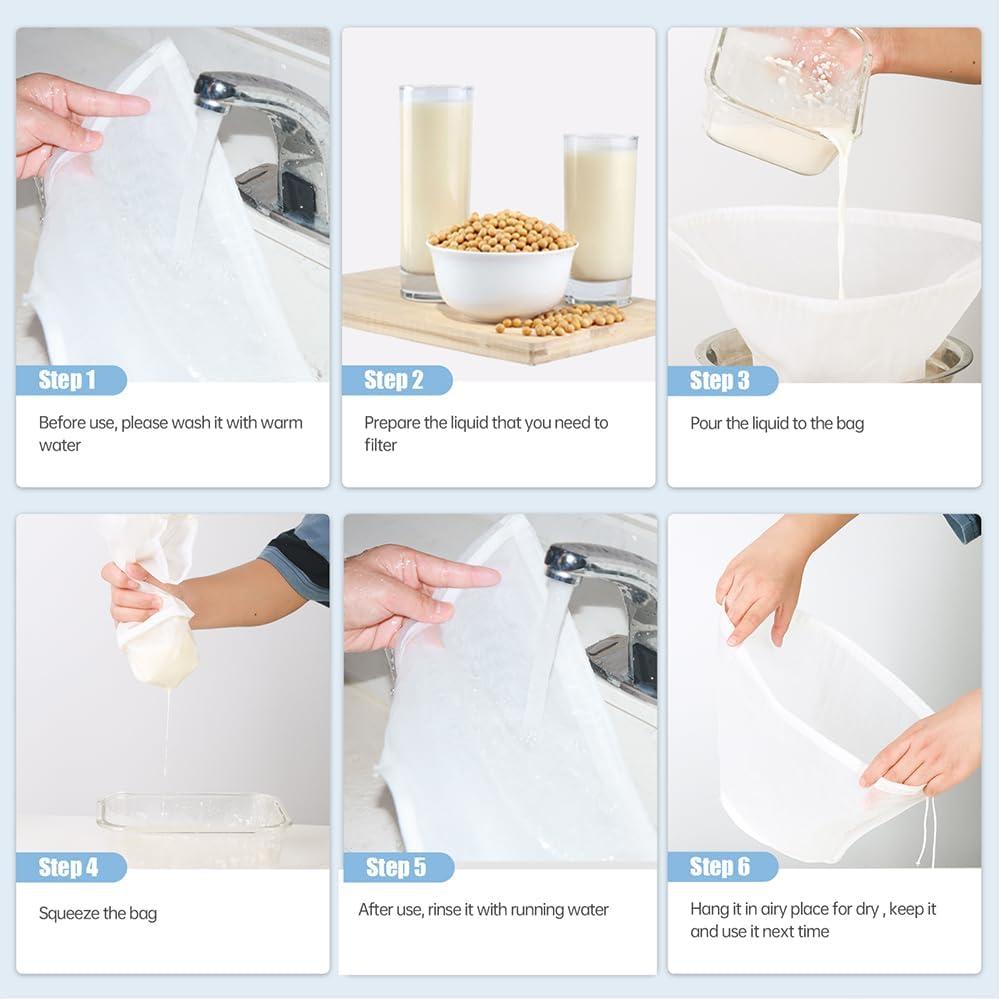 Bolsa de Colador de Nylon Amicmilano 2 Pack 200 y 125 Micrones