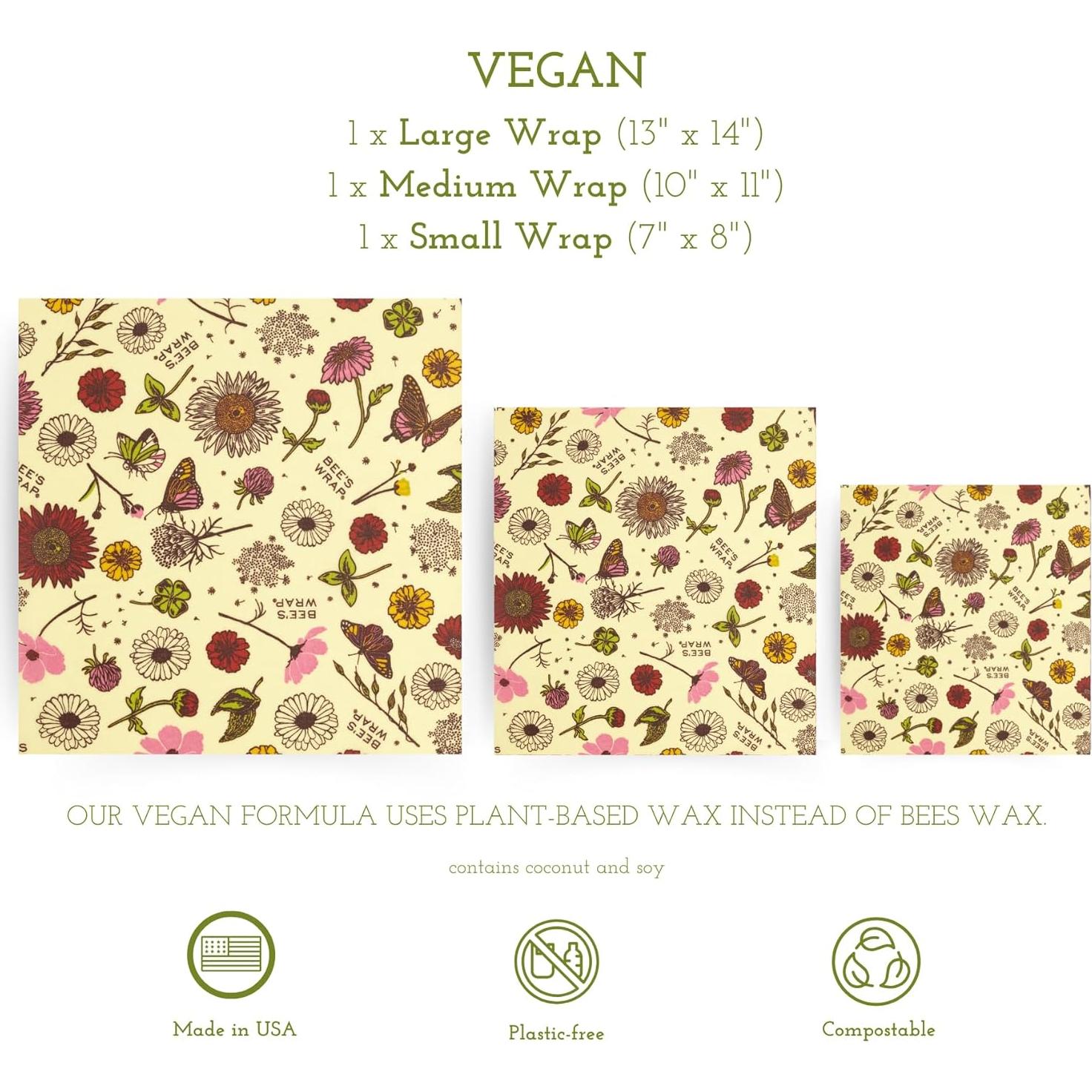 Envolturas de Cera de Abeja Veganas 3 Pzs - Magia de Pradera