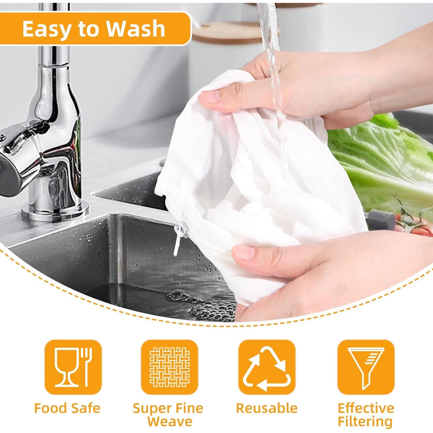 5 Bolsas de Malla Fina Reutilizables Esuduky con Mango Acero