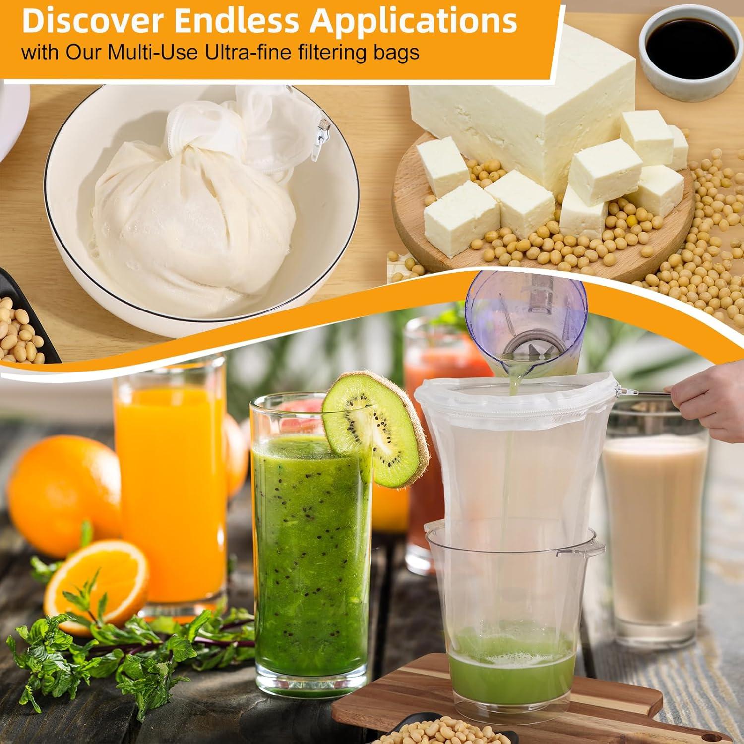 5 Bolsas de Malla Fina Reutilizables Esuduky con Mango Acero