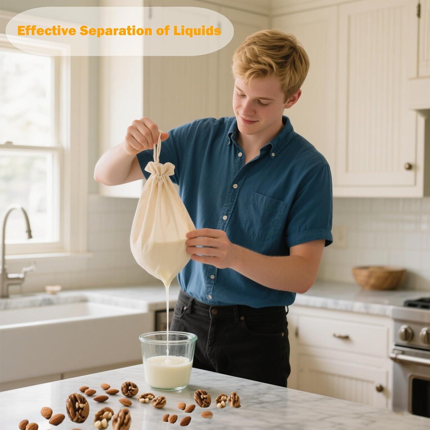 Bolsa de Leche de Nueces NXRACSH 30.48x30.48 cm Algodón 3 Pzas