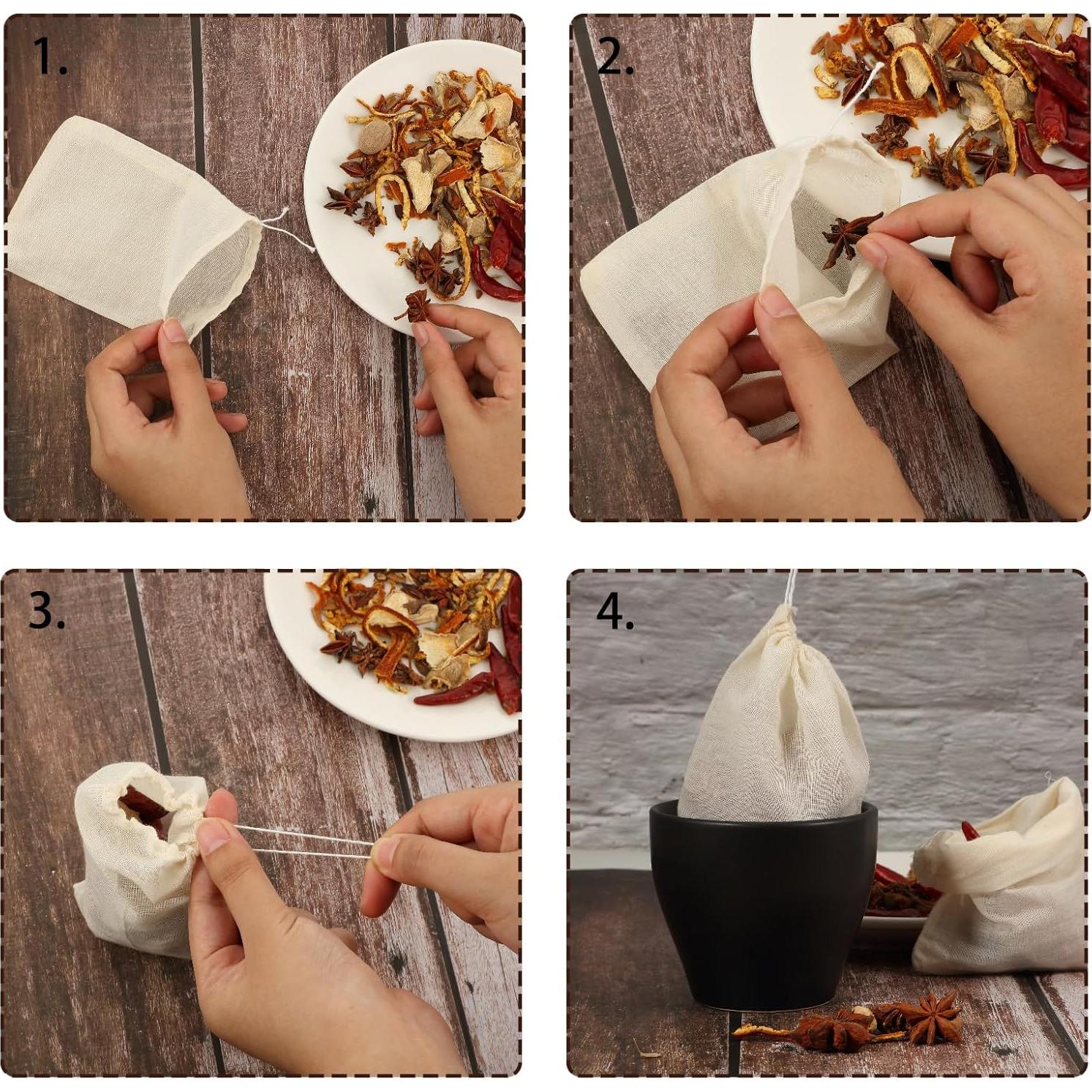 Bolsas de Muselina Reutilizables Boao 24 Pcs para Sopa y Té