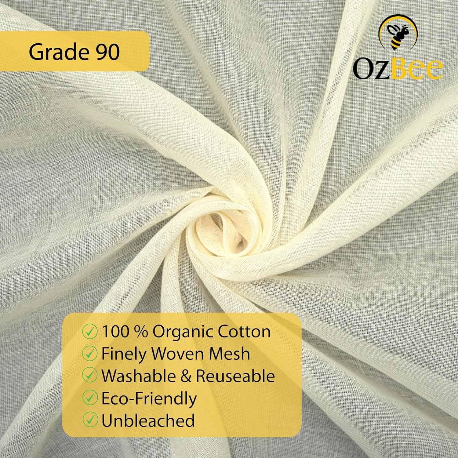 Tela de Queso OZBEE Grado 90 Orgánica 2 Yardas Reutilizable