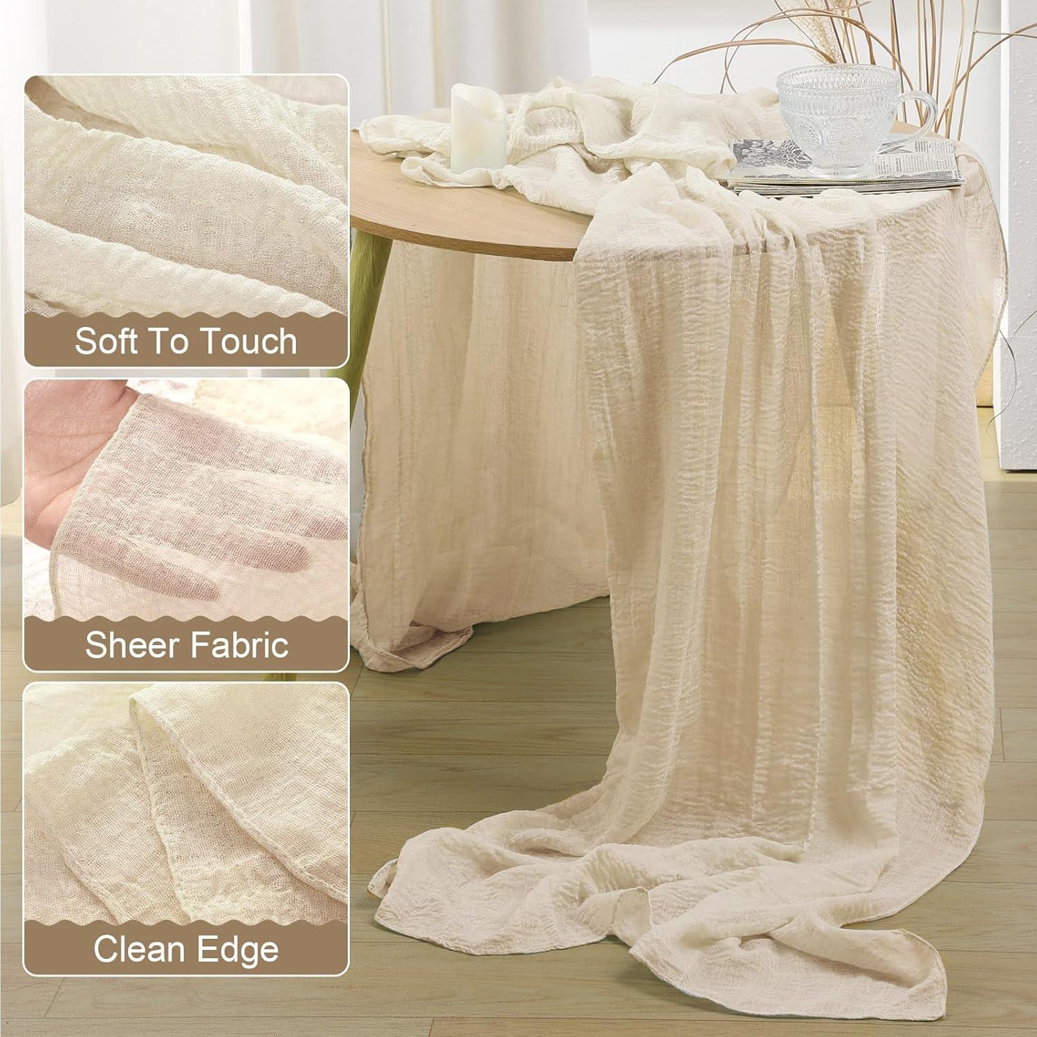 Paquete de 2 corredores de mesa GARENY 89x305 cm Boho blanco marfil