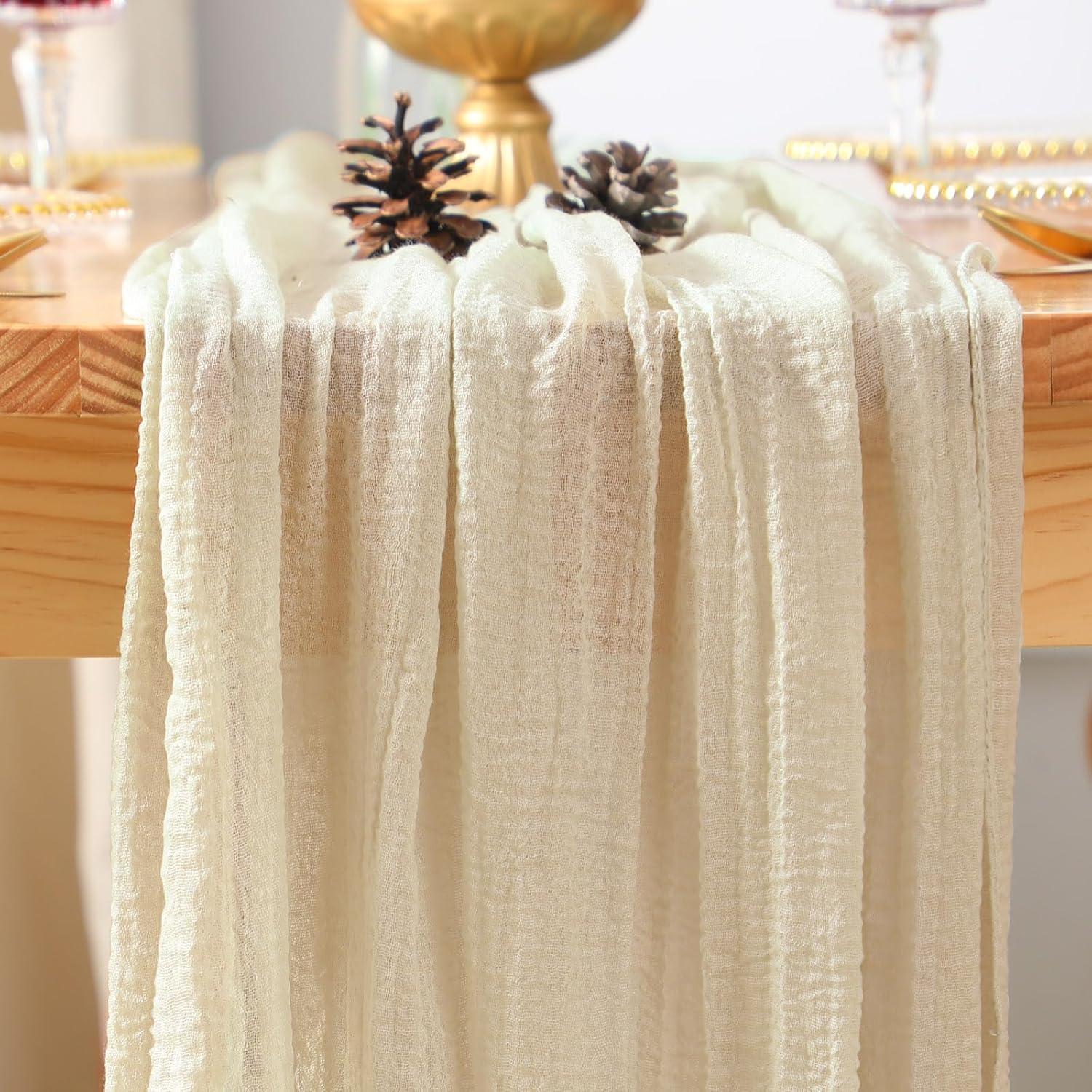 Paquete de 2 corredores de mesa GARENY 89x305 cm Boho blanco marfil