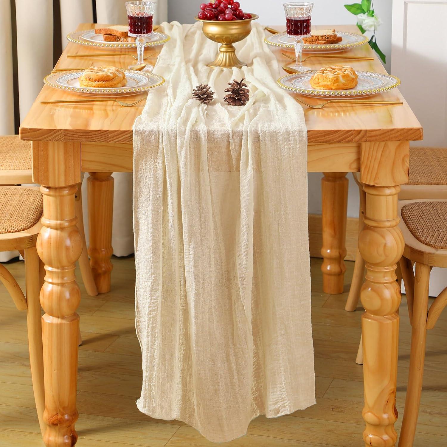 Paquete de 2 corredores de mesa GARENY 89x305 cm Boho blanco marfil