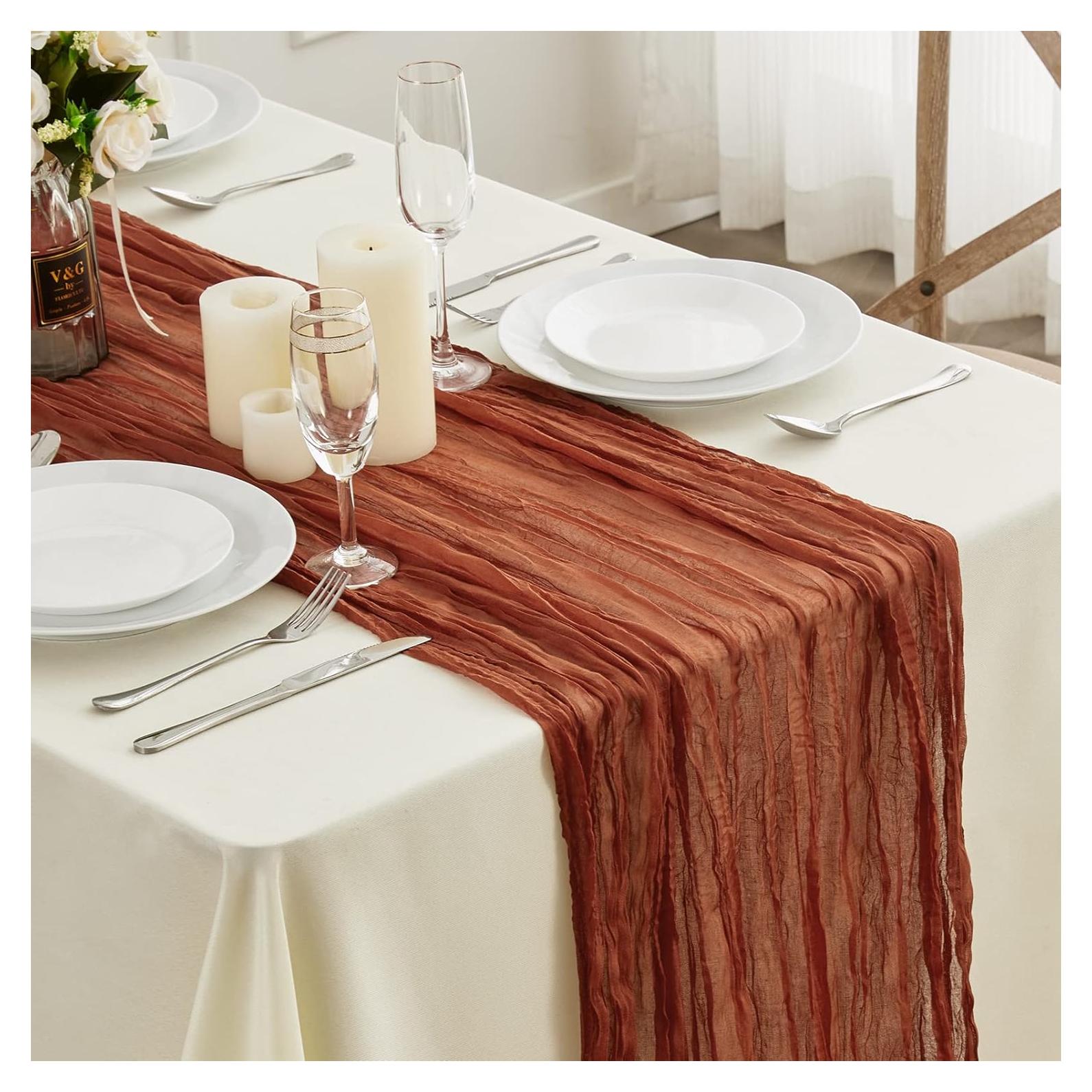 Caminito de Mesa de Gasa de Queso Terracota 35x406 cm