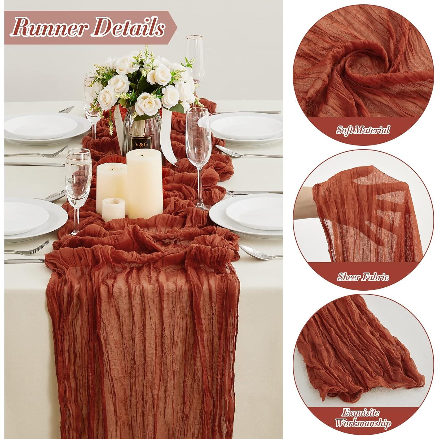 Caminito de Mesa de Gasa de Queso Terracota 35x406 cm