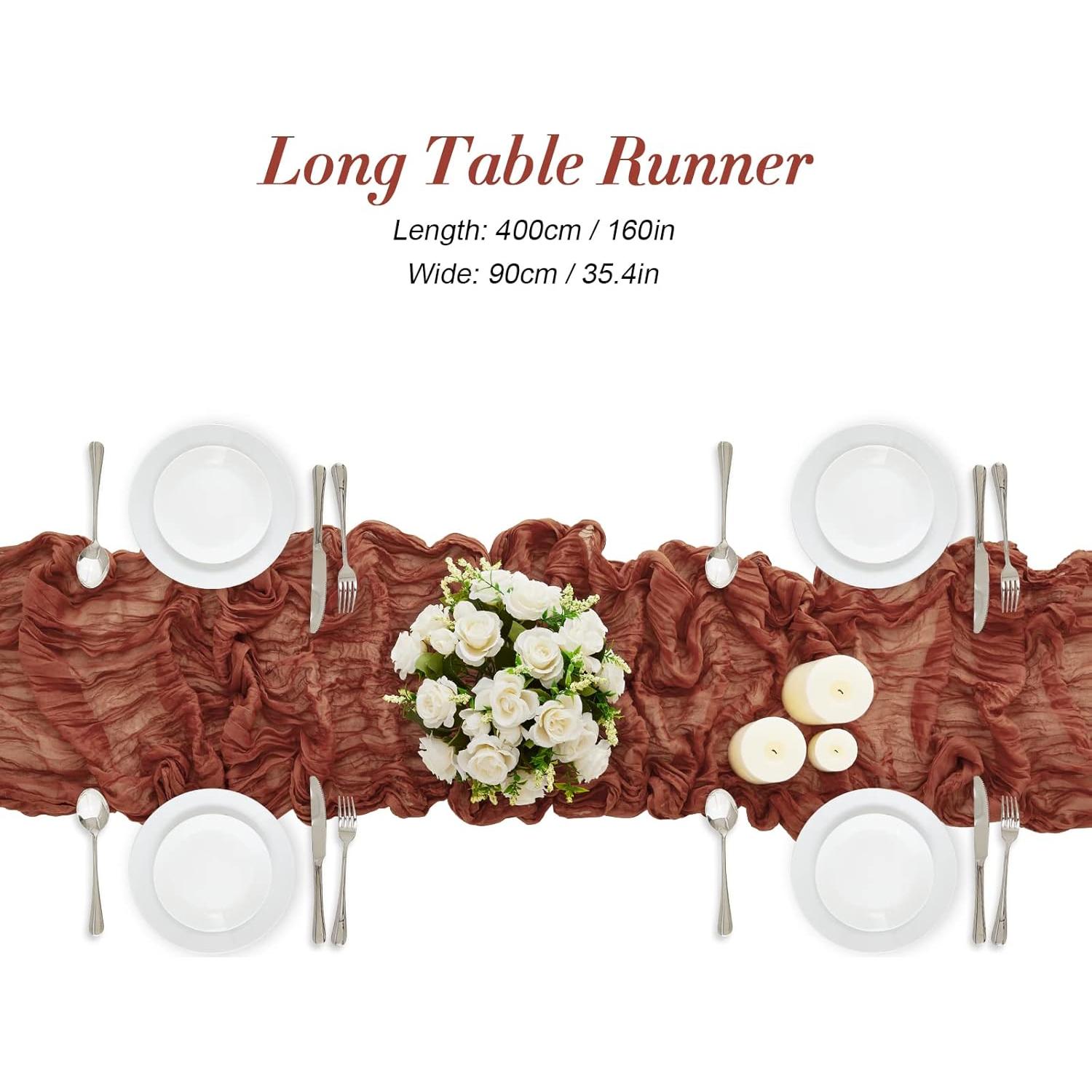 Caminito de Mesa de Gasa de Queso Terracota 35x406 cm