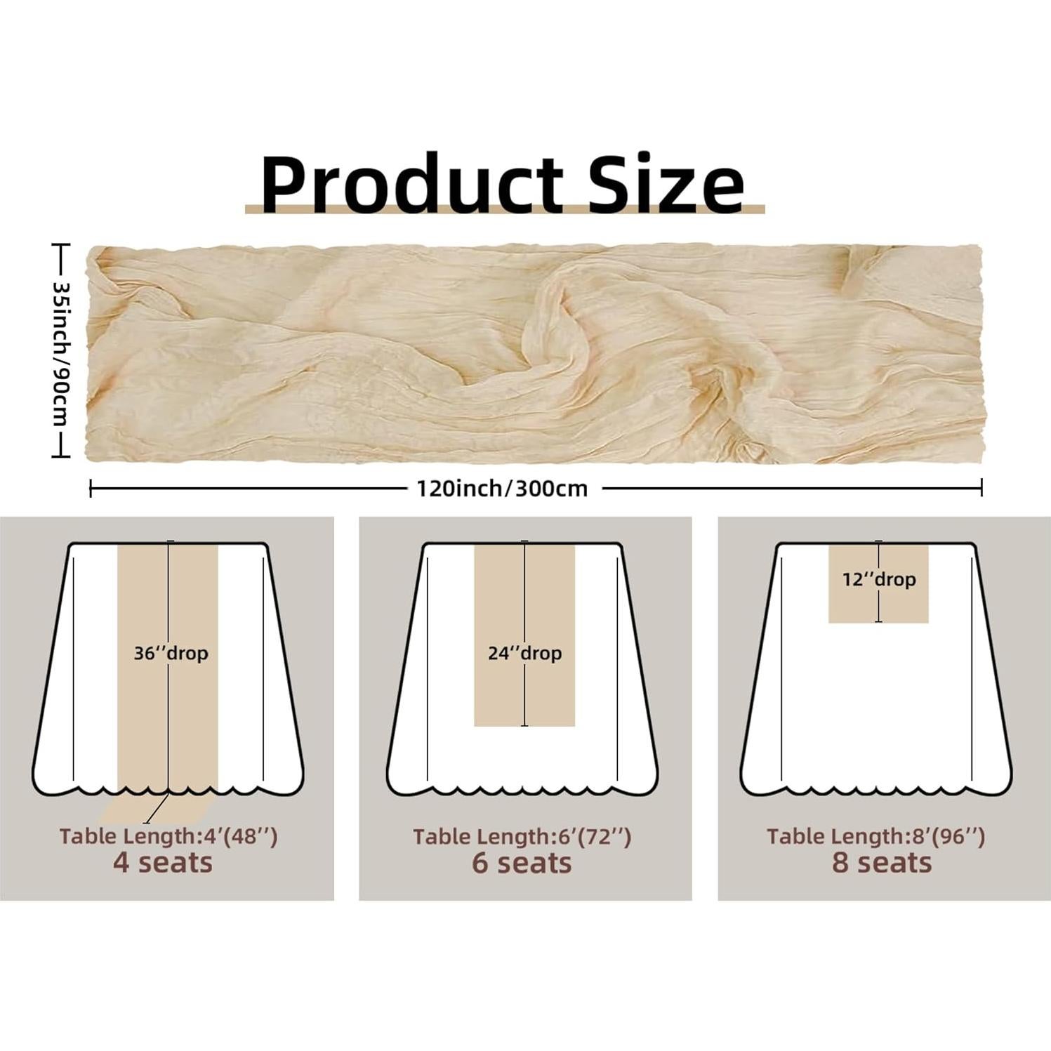 Corredor de Mesa de Gasa Beige FEXIA 89x305 cm Boho Rústico