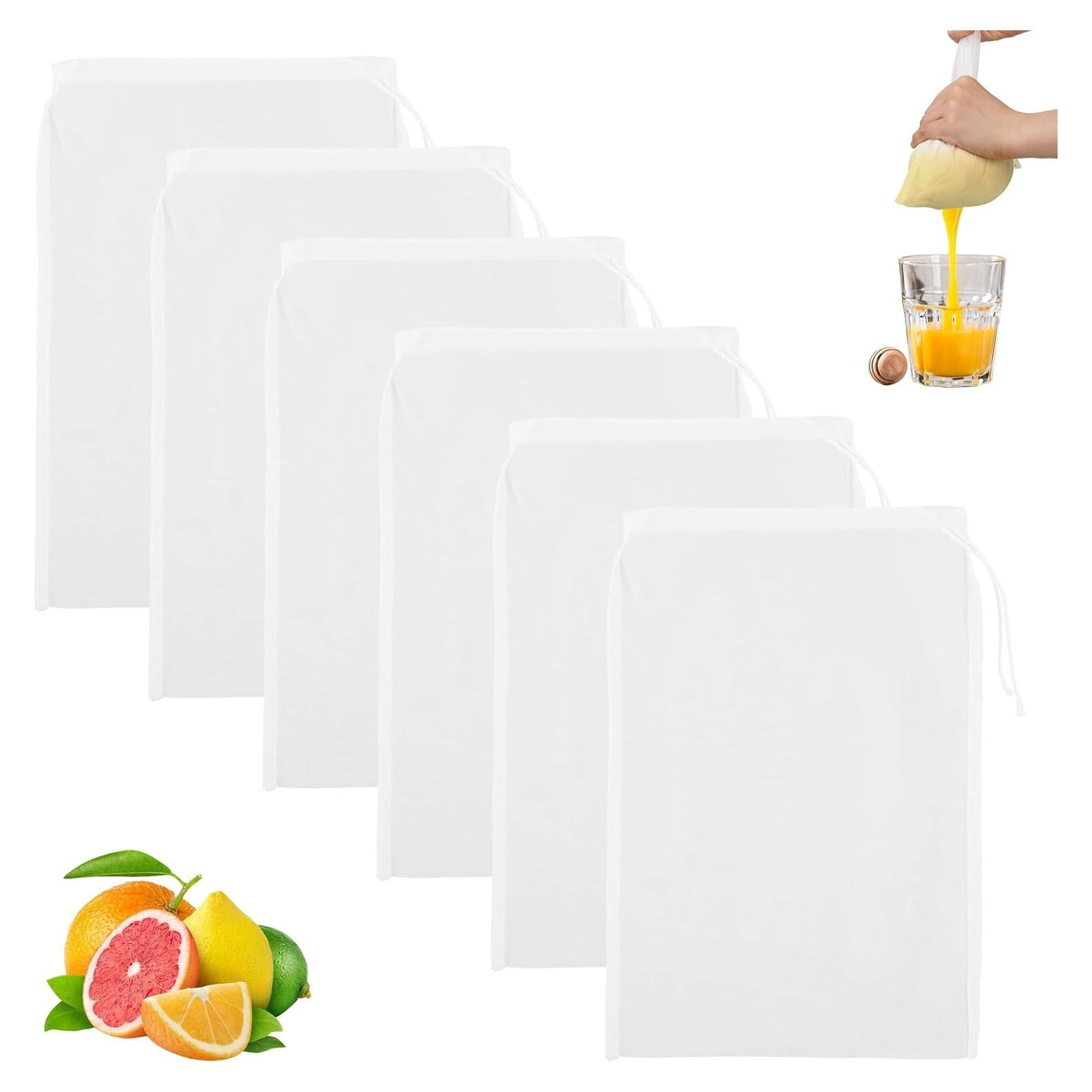 6 Bolsas Coladoras de Nylon Yuanan 30x20 cm Reutilizables