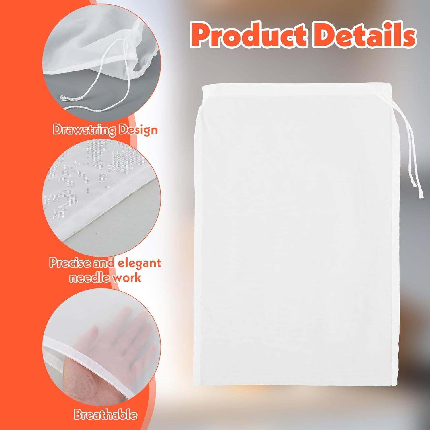 6 Bolsas Coladoras de Nylon Yuanan 30x20 cm Reutilizables