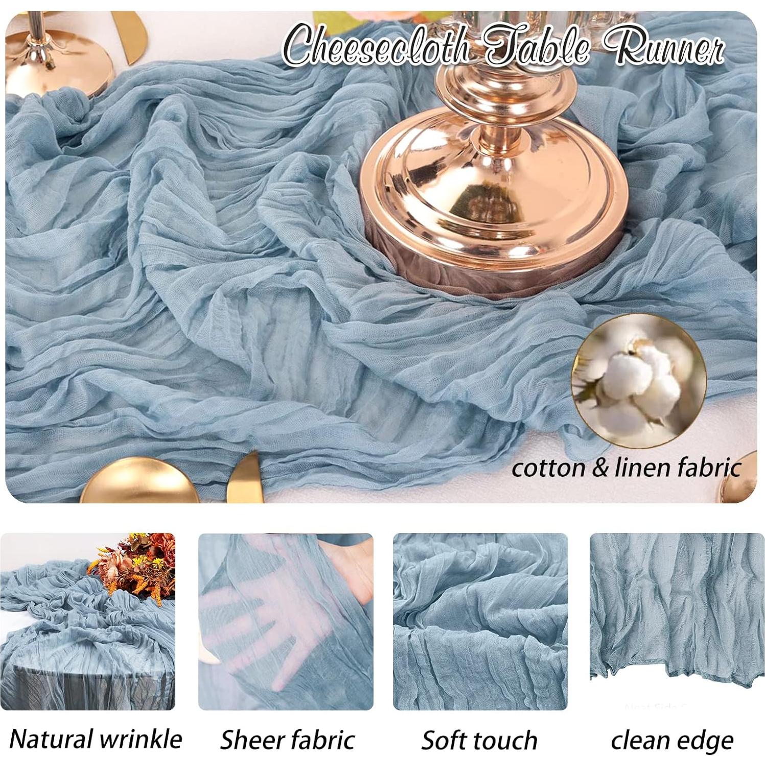 Caminito de Mesa Boho Azul Polvoriento 120" - 6 Piezas