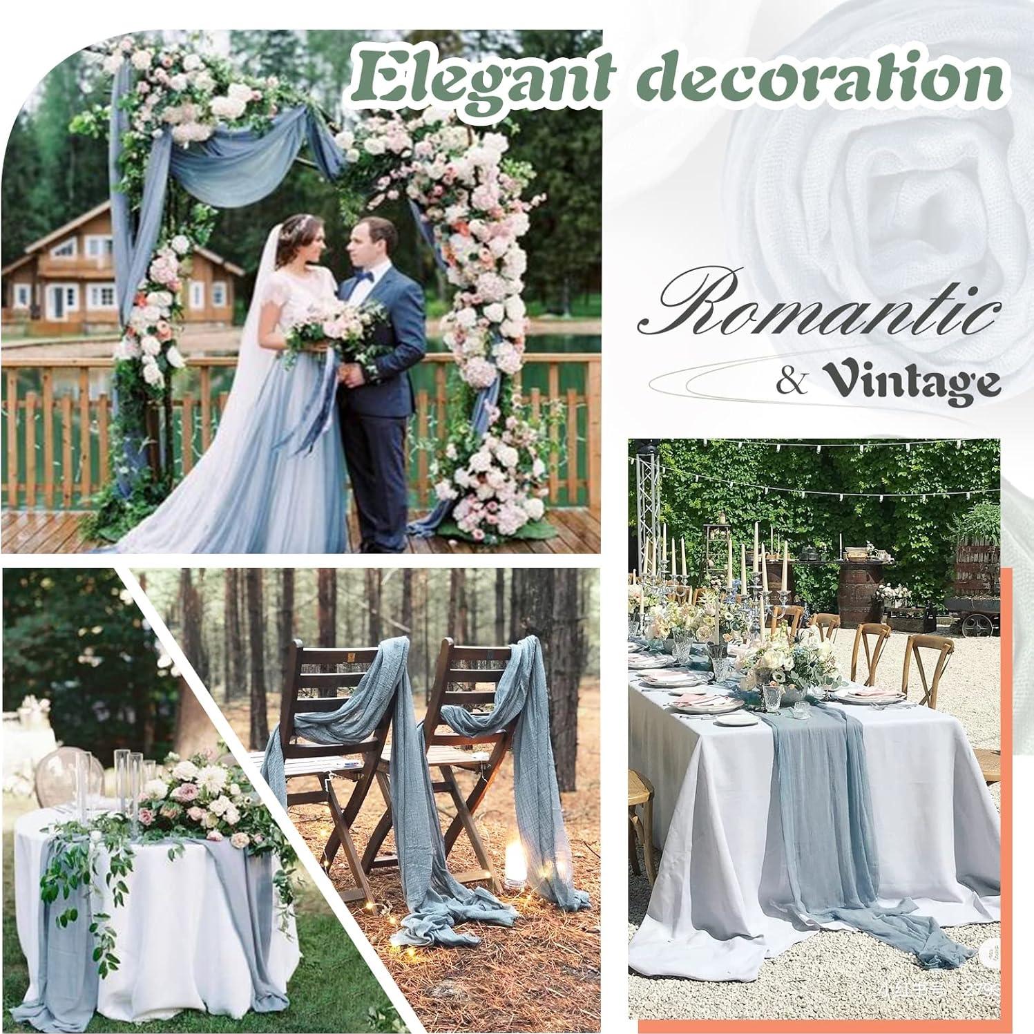 Caminito de Mesa Boho Azul Polvoriento 120" - 6 Piezas