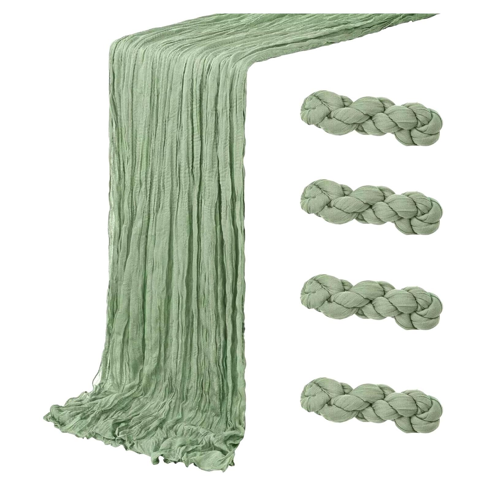 Caminos de Mesa de Gasa Verde Salvia 4 Piezas 3.05 m