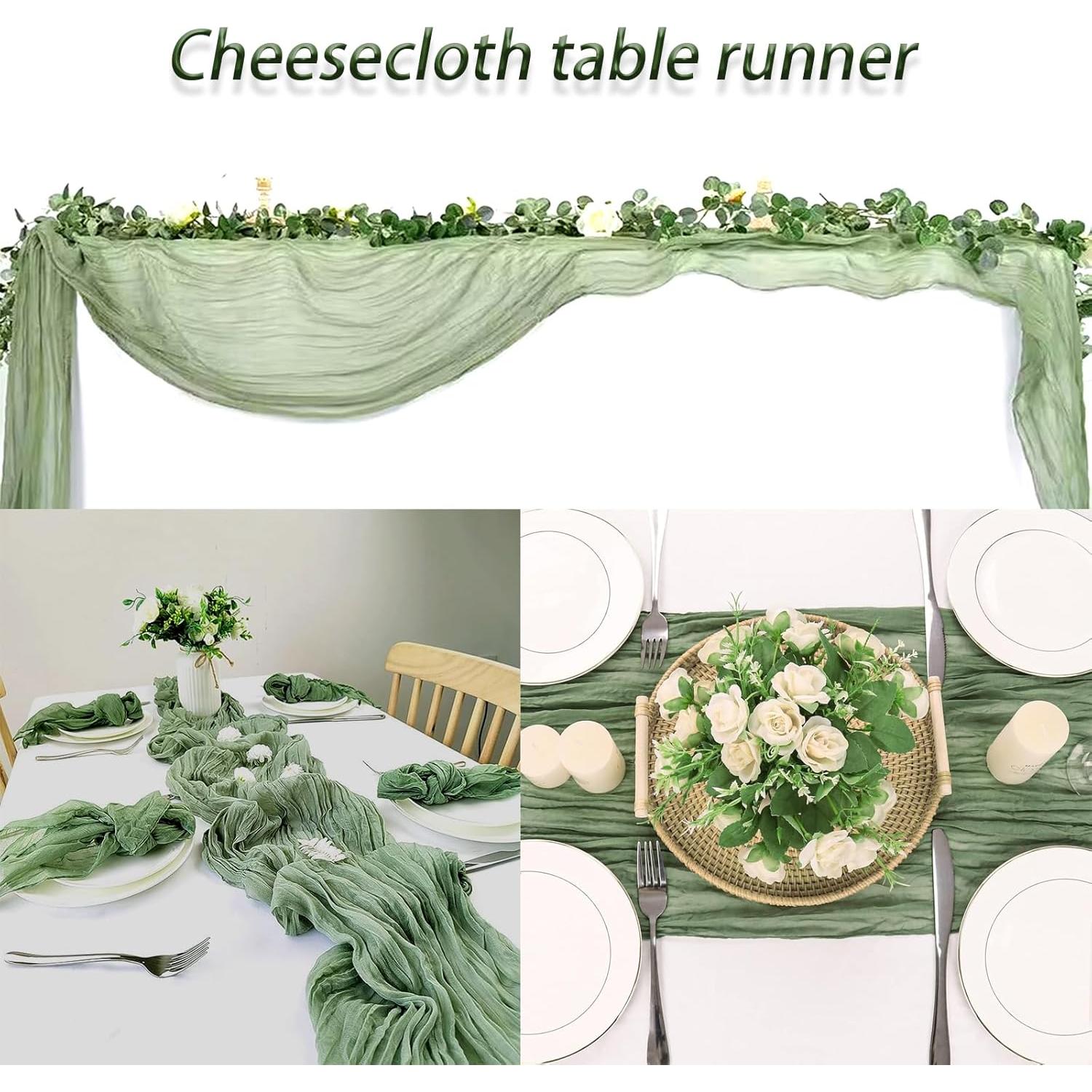 Caminos de Mesa de Gasa Verde Salvia 4 Piezas 3.05 m