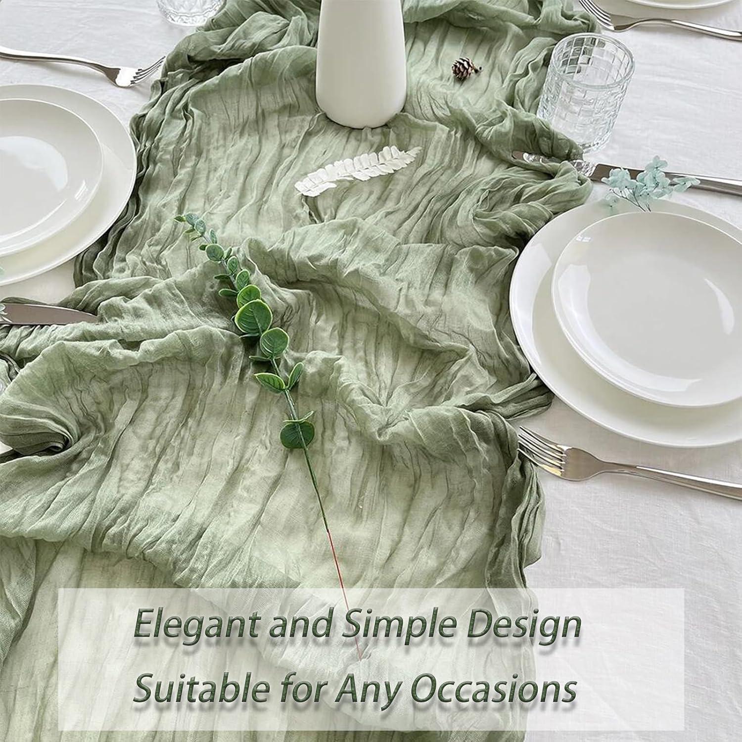 Caminos de Mesa de Gasa Verde Salvia 4 Piezas 3.05 m