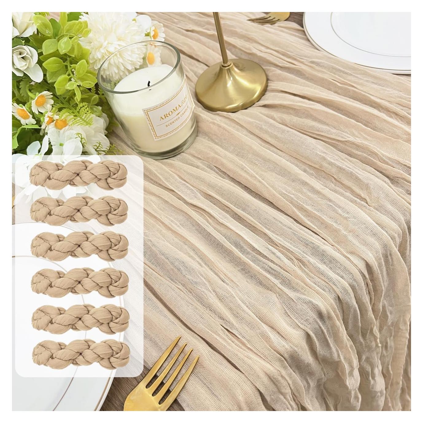 Paquete de 6 Caminos de Mesa de Gasa Boho Nude 35x300 cm