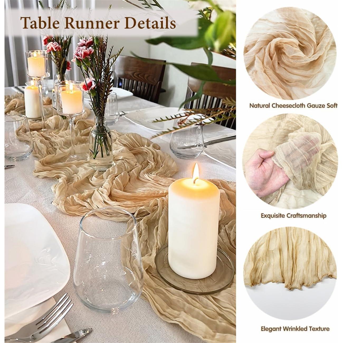 Paquete de 6 Caminos de Mesa de Gasa Boho Nude 35x300 cm