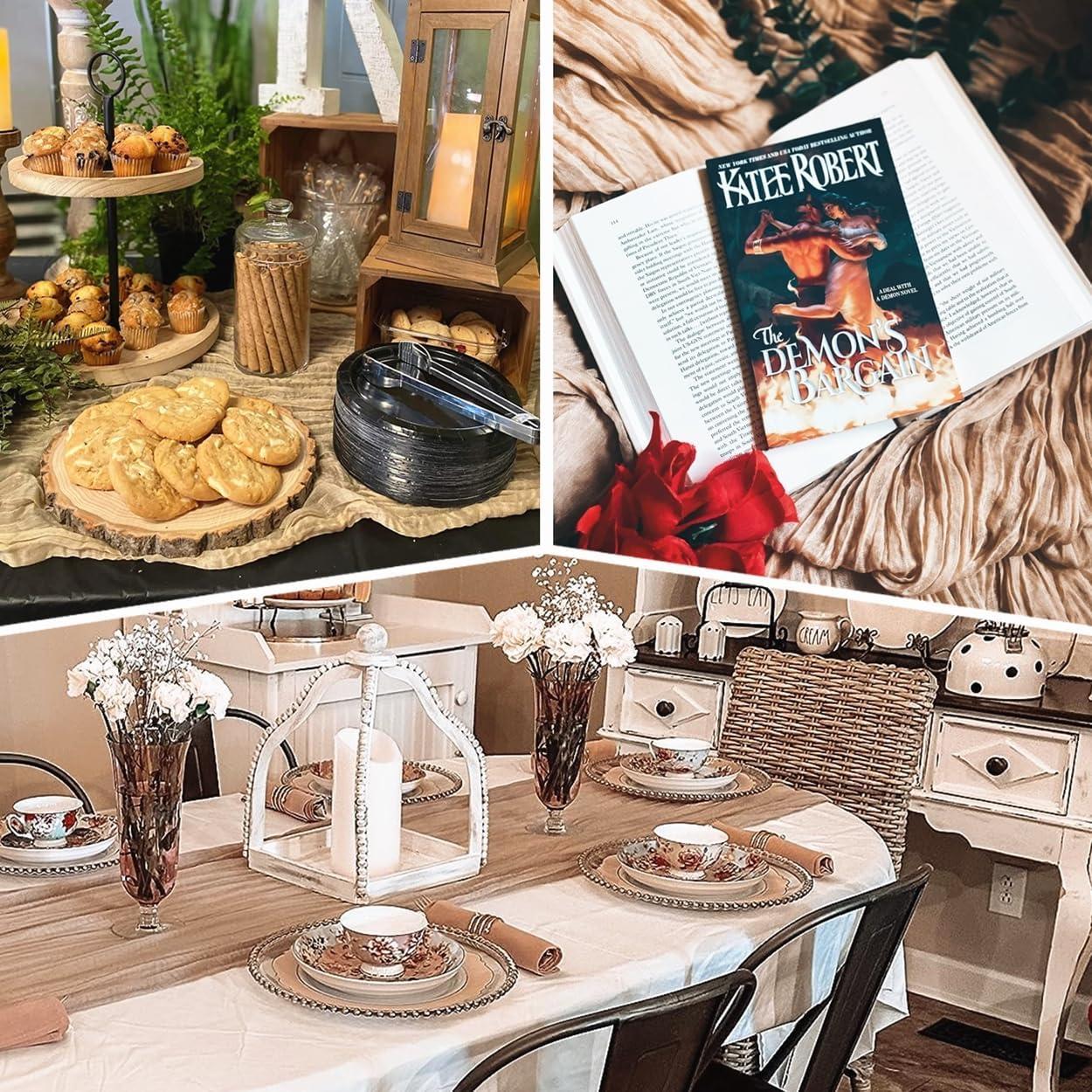 Paquete de 6 Caminos de Mesa de Gasa Boho Nude 35x300 cm