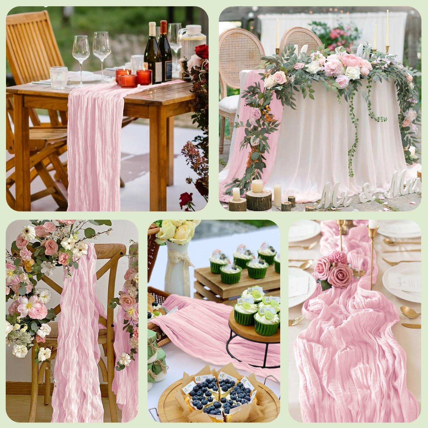 Caminito de Mesa Wokceer 3 Pack 3m Rosa Sonrojado Boho