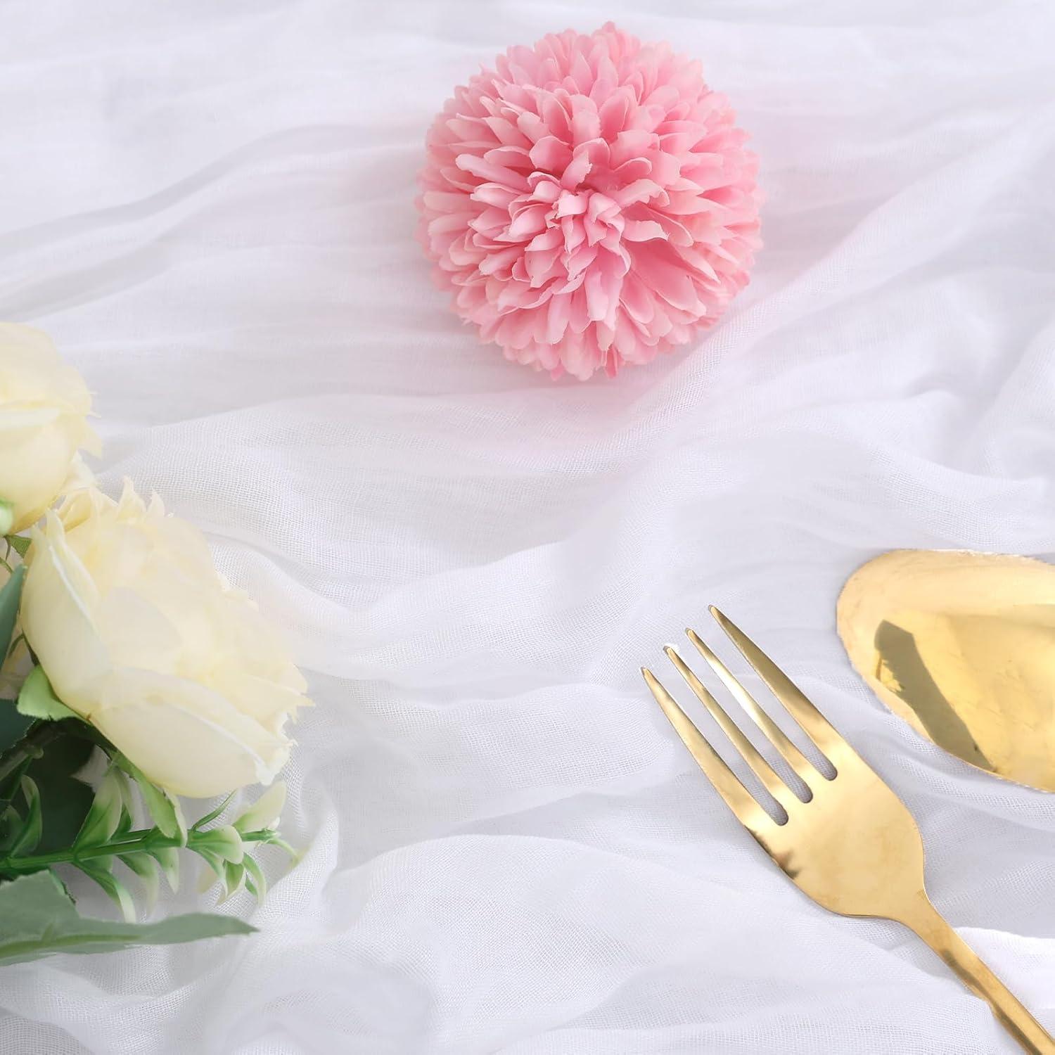 Paquete de 6 Caminos de Mesa de Gasa Blanca 90 x 300 cm RestfulGlow