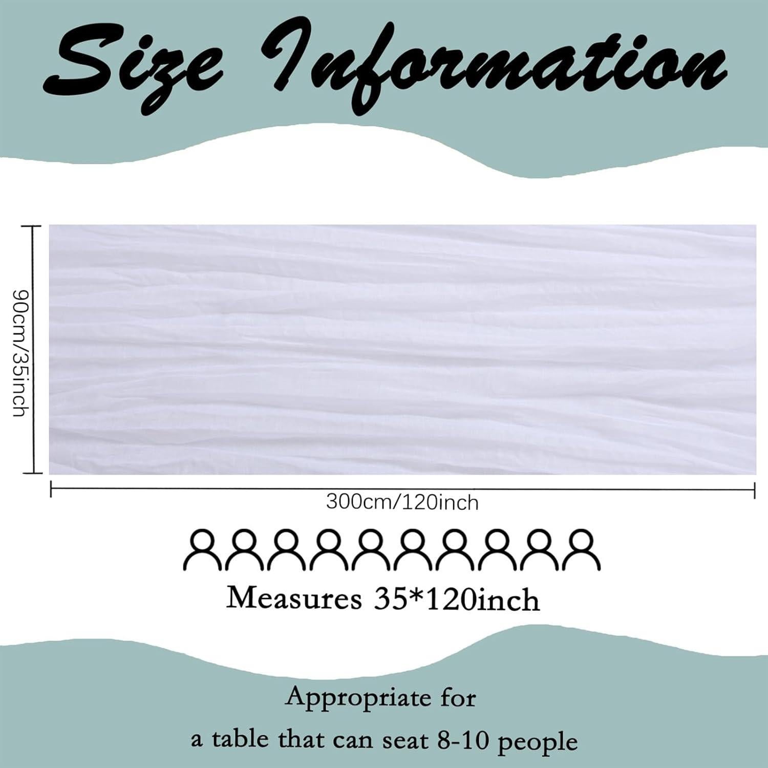 Paquete de 6 Caminos de Mesa de Gasa Blanca 90 x 300 cm RestfulGlow