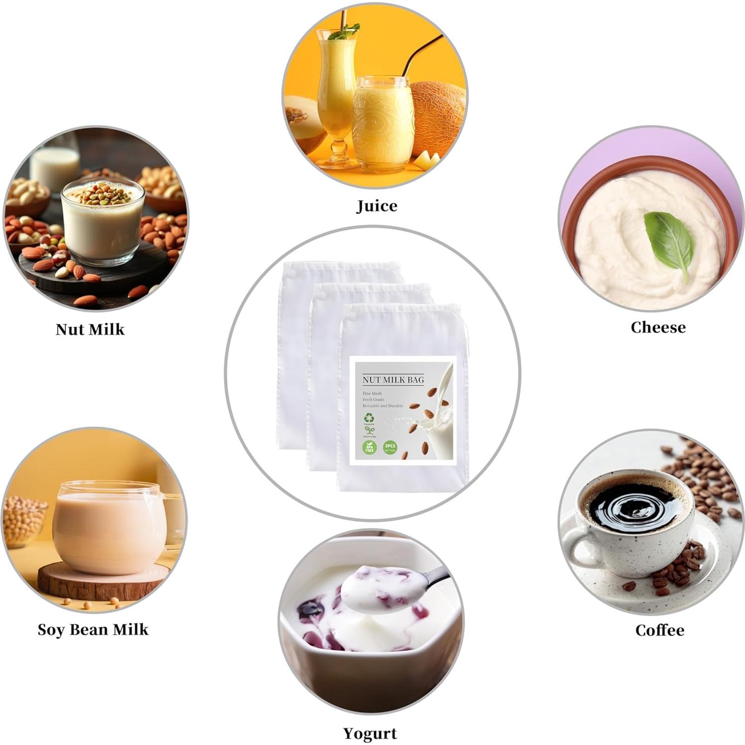 Bolsas Reutilizables para Colar Leche de Nueces COKUMA 24x36cm