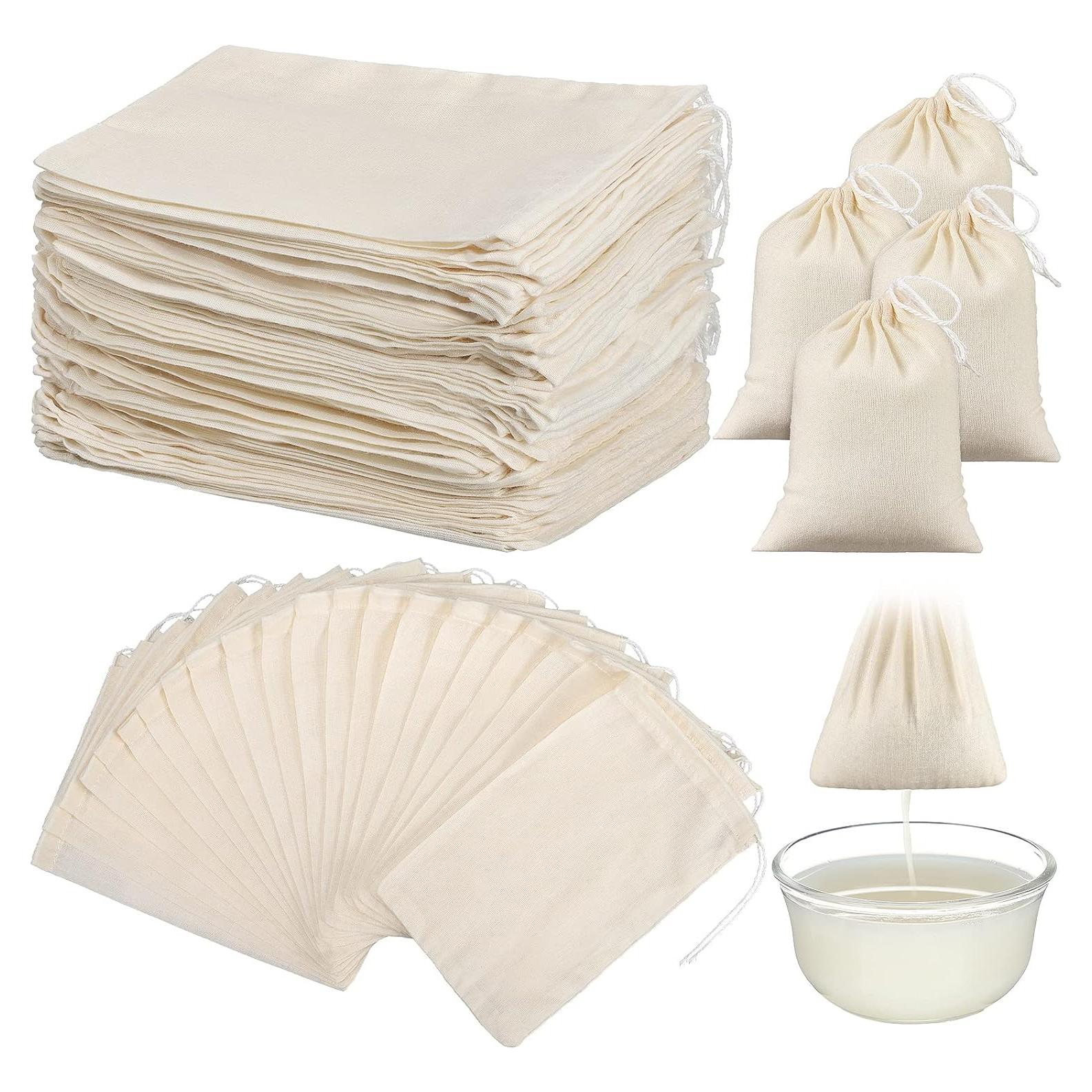 100 Bolsas de Tela de Queso Reutilizables Tegeme 15x10 cm