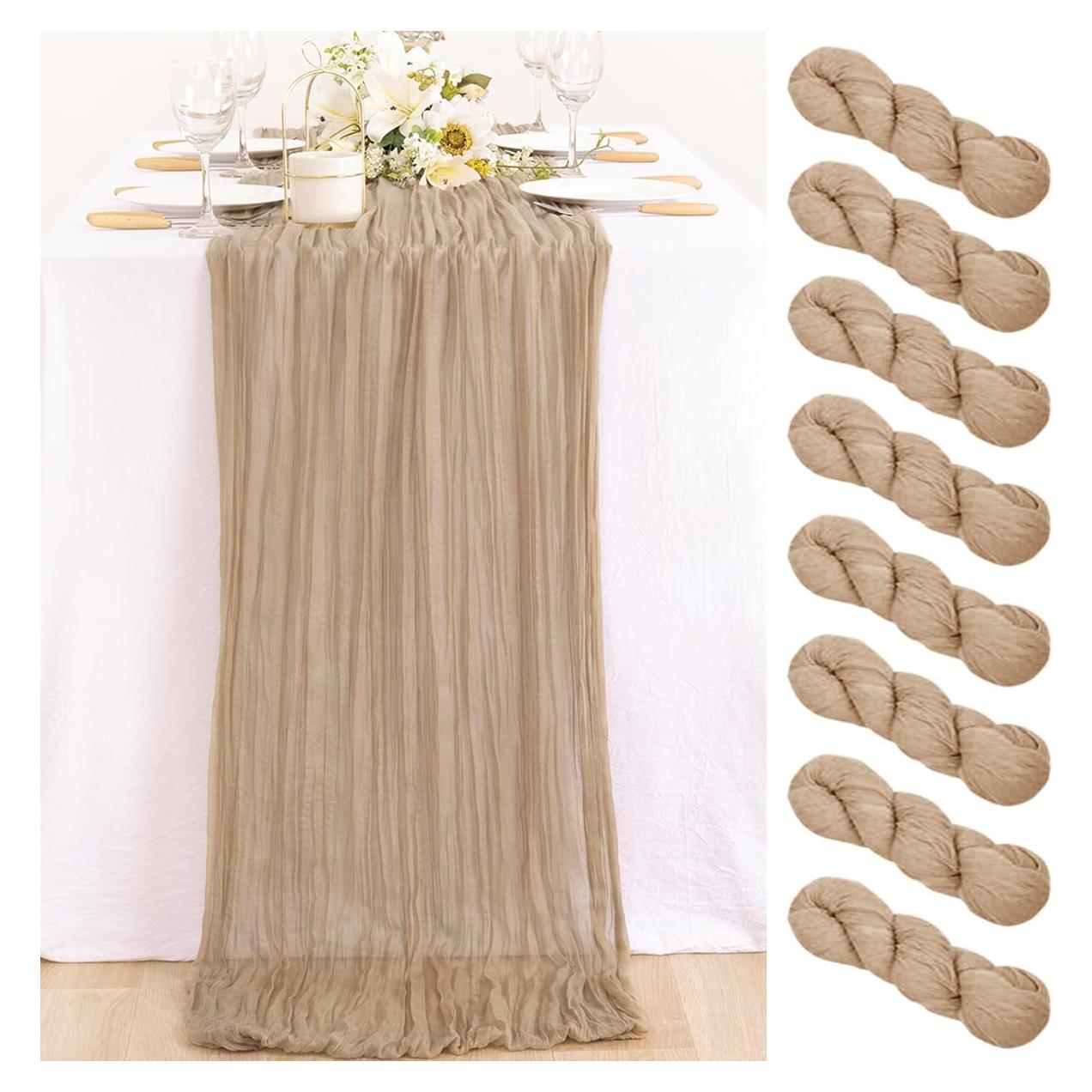 Corredor de Mesa de Gasa Nude Boho 8 Piezas 35x305 cm MLMC