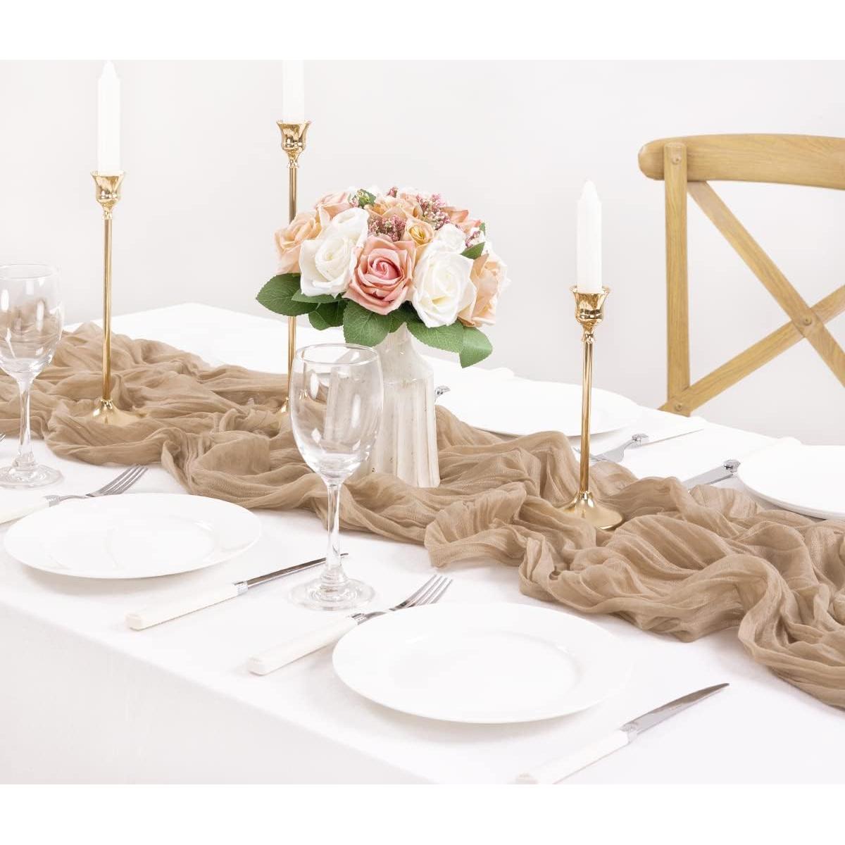 Corredor de Mesa de Gasa Nude Boho 8 Piezas 35x305 cm MLMC