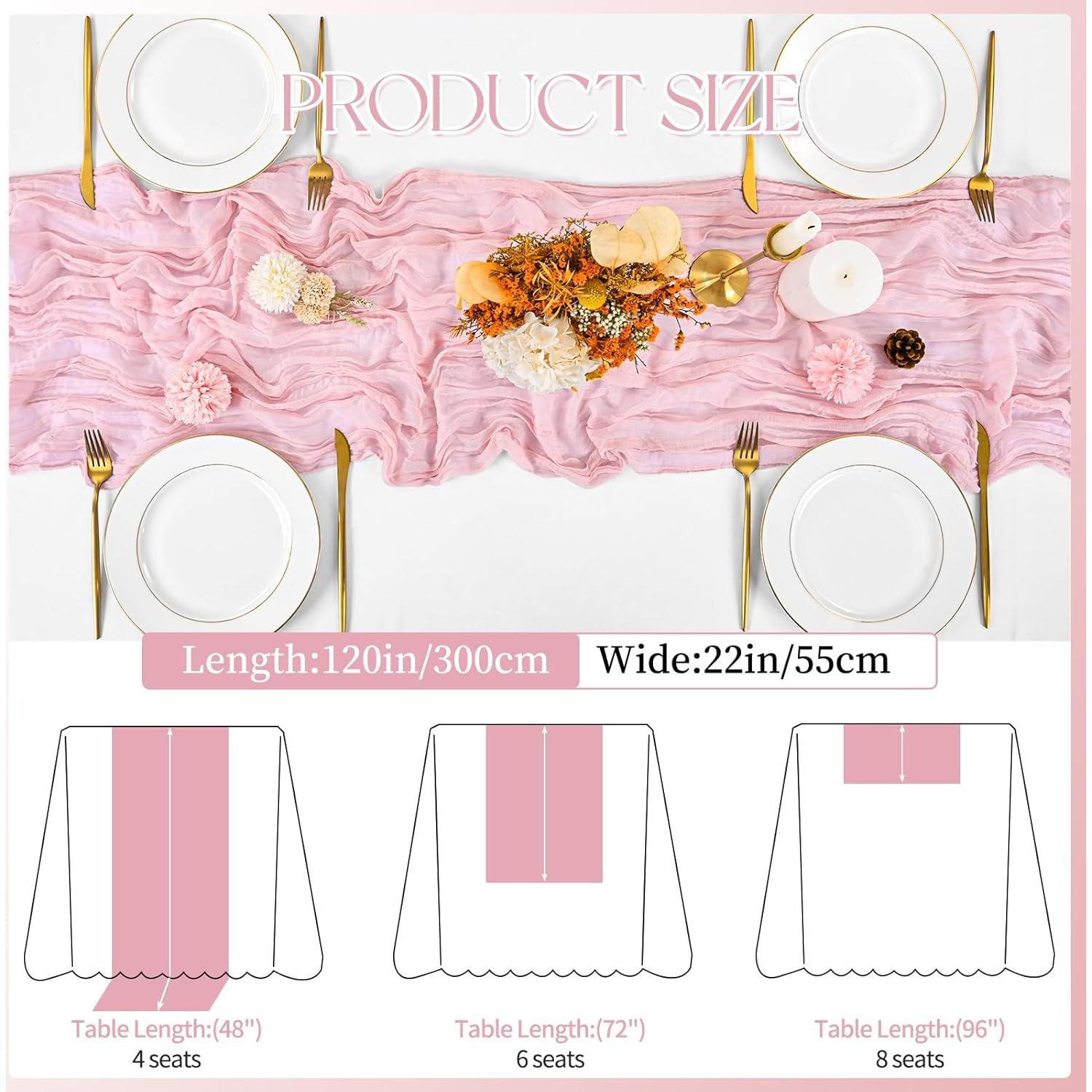 Camino de Mesa de Gasa Rosa Claro 16 Piezas 3m x 0.56m