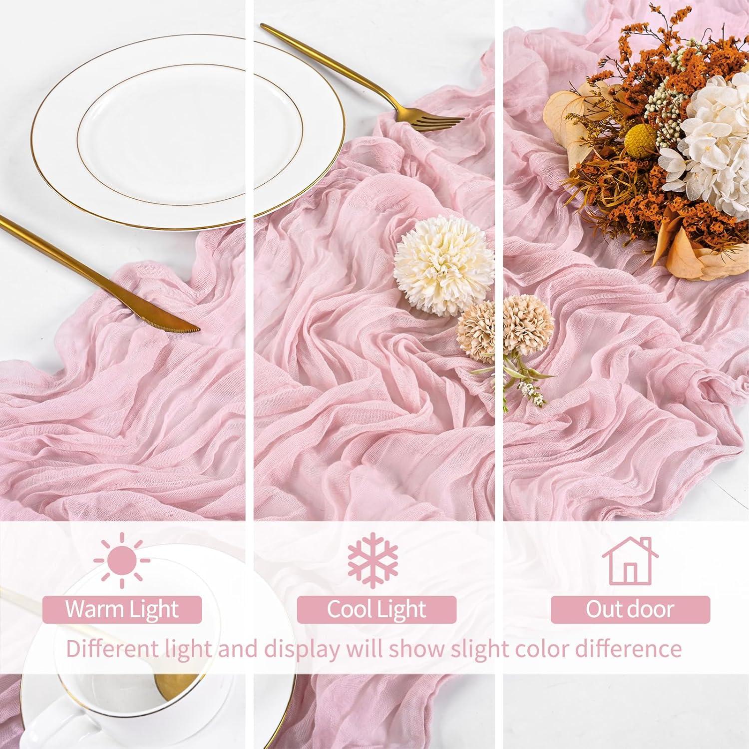 Camino de Mesa de Gasa Rosa Claro 16 Piezas 3m x 0.56m