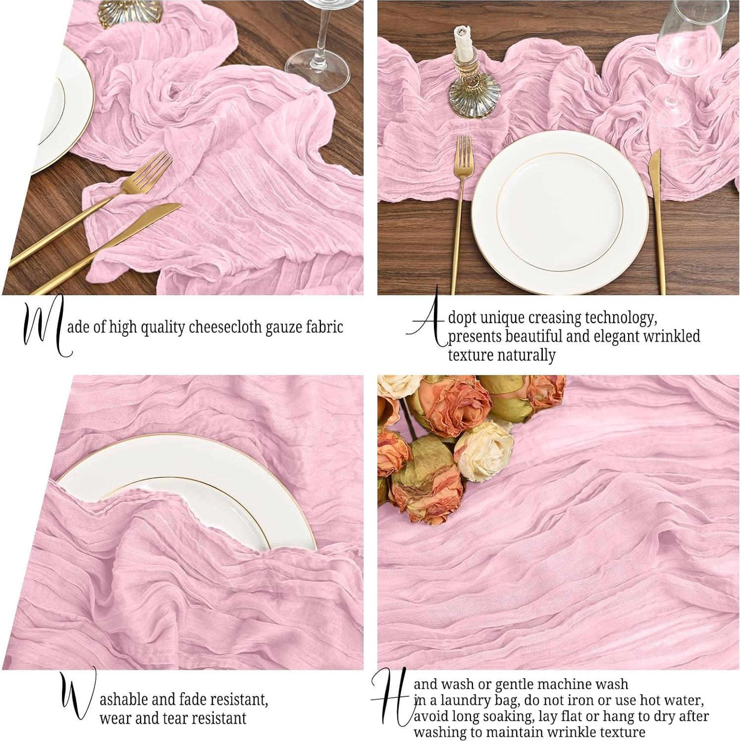 Paquete de 12 Caminos de Mesa Rosa Claro 53x305 cm Gasa Lumaycens