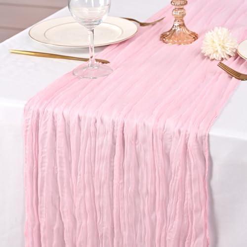 Paquete de 12 Caminos de Mesa Rosa Claro 53x305 cm Gasa Lumaycens