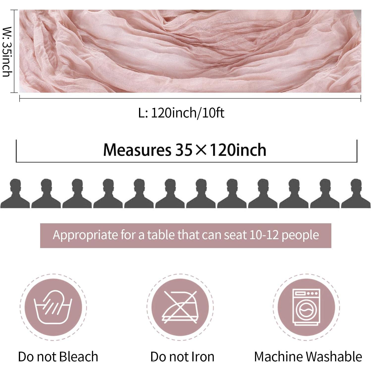 Paquete de 12 Caminos de Mesa de Gasa Rosa Polvorienta 90x305cm
