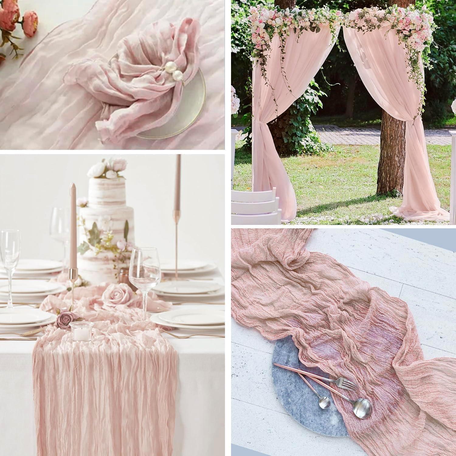 Paquete de 12 Caminos de Mesa de Gasa Rosa Polvorienta 90x305cm