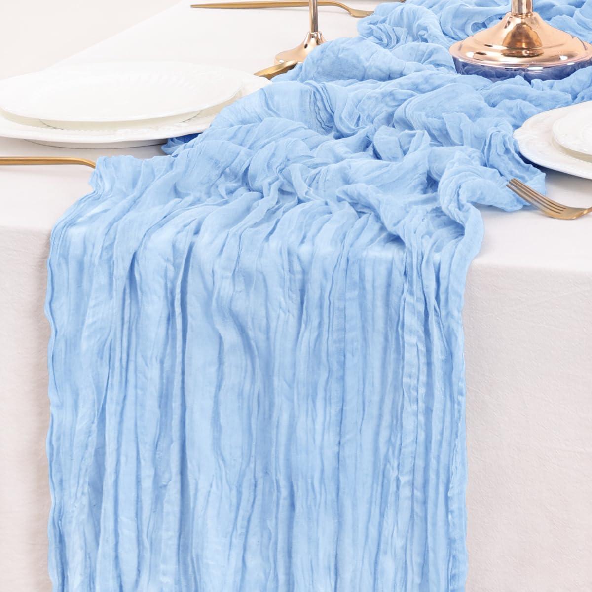 Camino de Mesa Cheesecloth Azul Bebé 310 x 89 cm para Eventos
