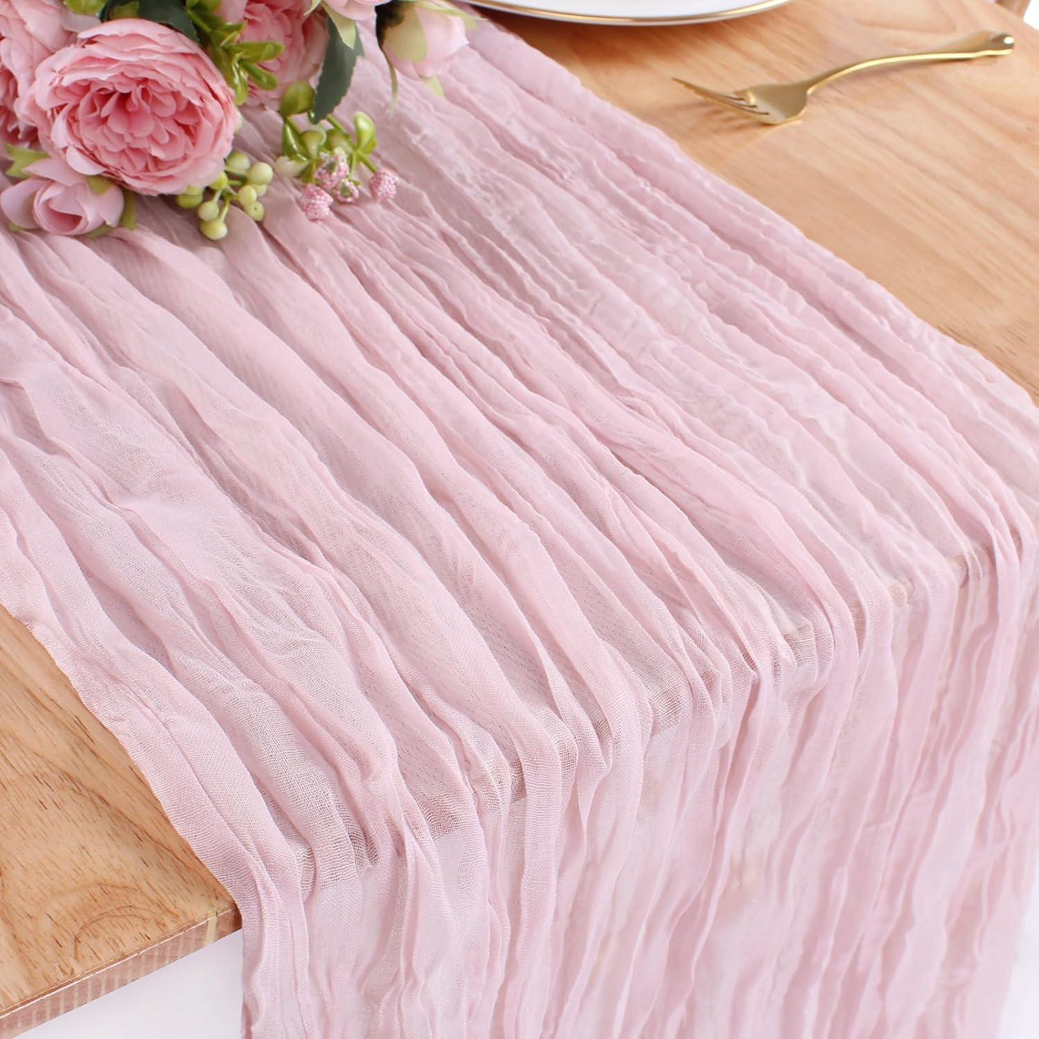 Caminito de Mesa de Gasa Rosa 3.05m SAJOO para Bodas y Fiestas