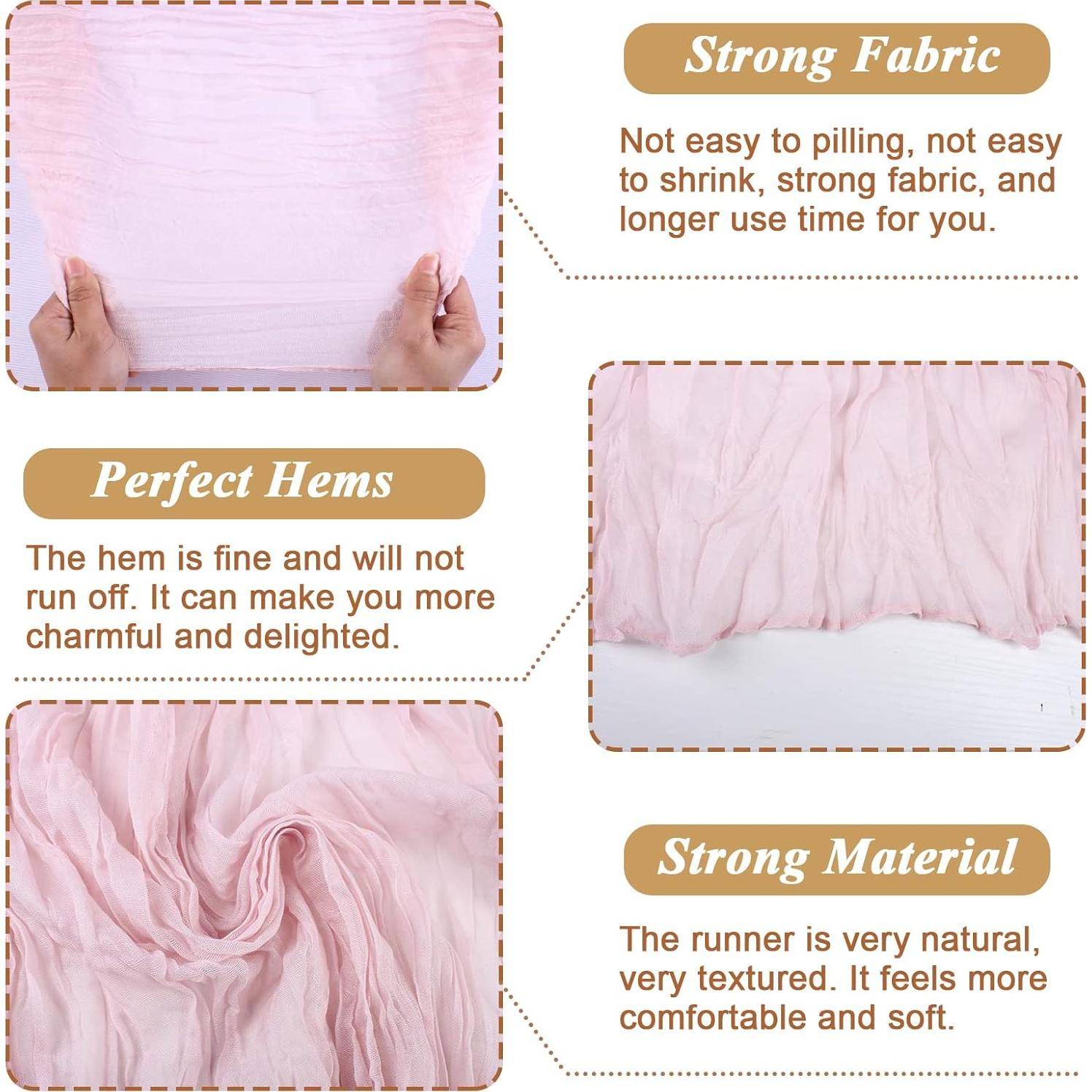 Caminito de Mesa de Gasa Rosa 3.05m SAJOO para Bodas y Fiestas