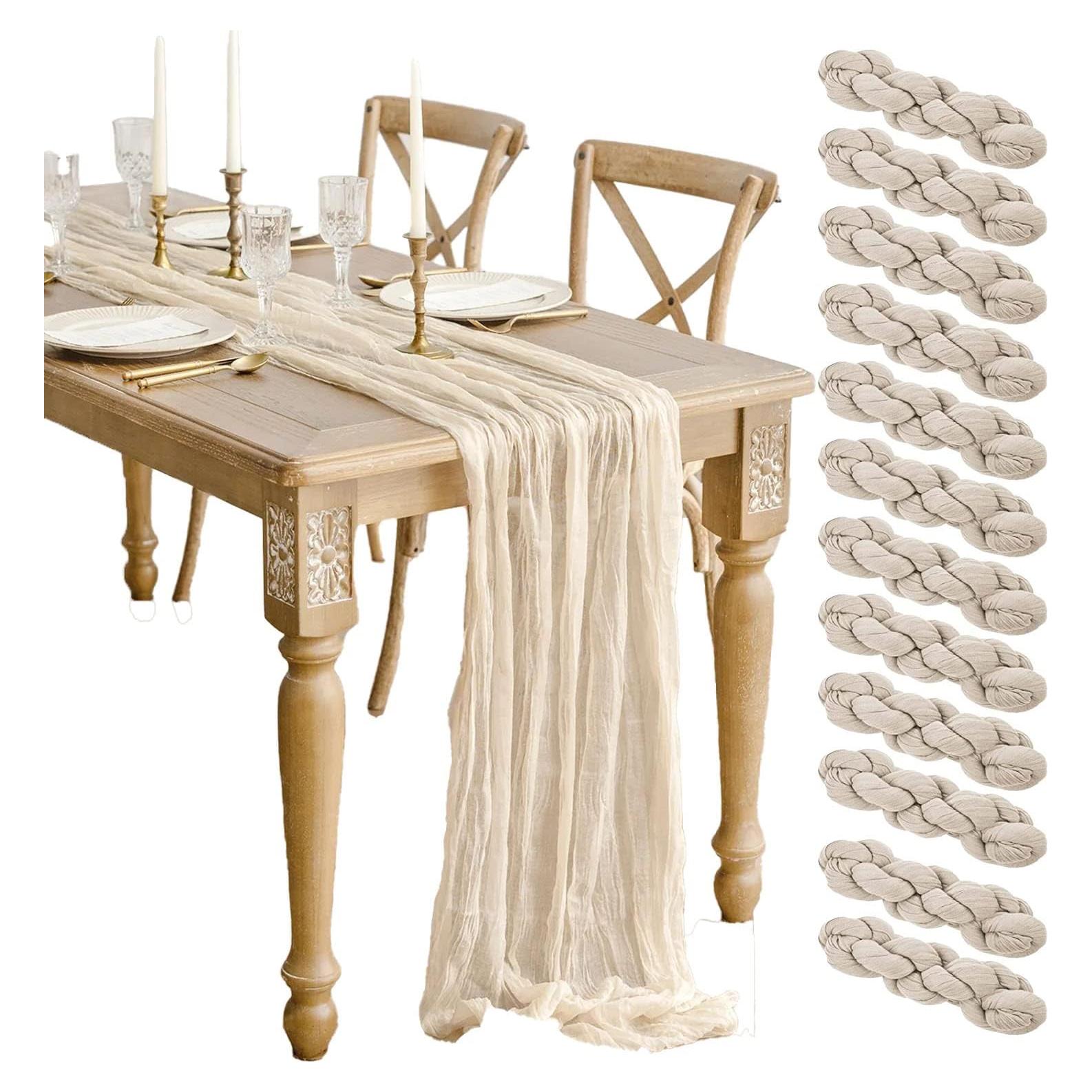 Paquete de 12 Caminos de Mesa de Gasa Beige 3m WJWHQ