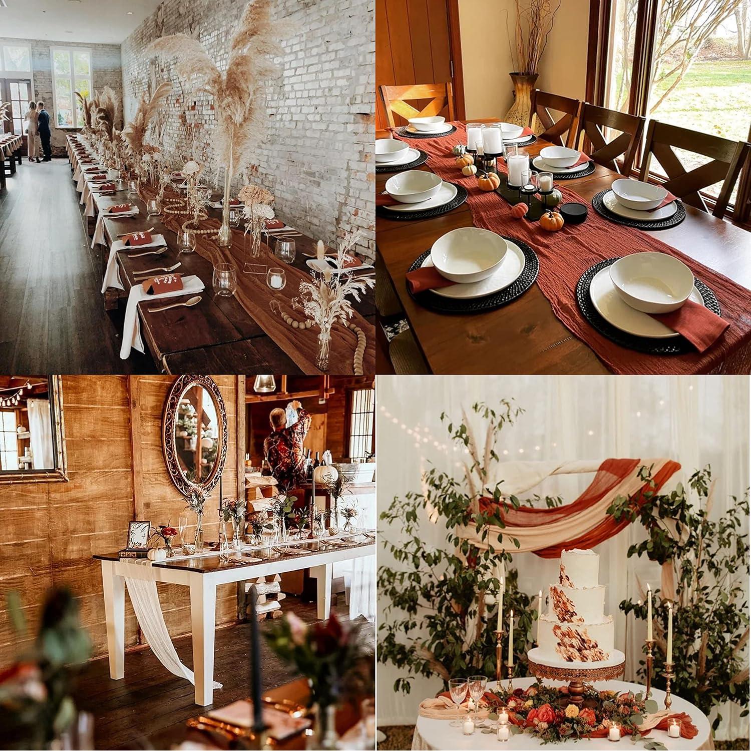 Paquete de 12 Caminos de Mesa de Gasa Beige 3m WJWHQ