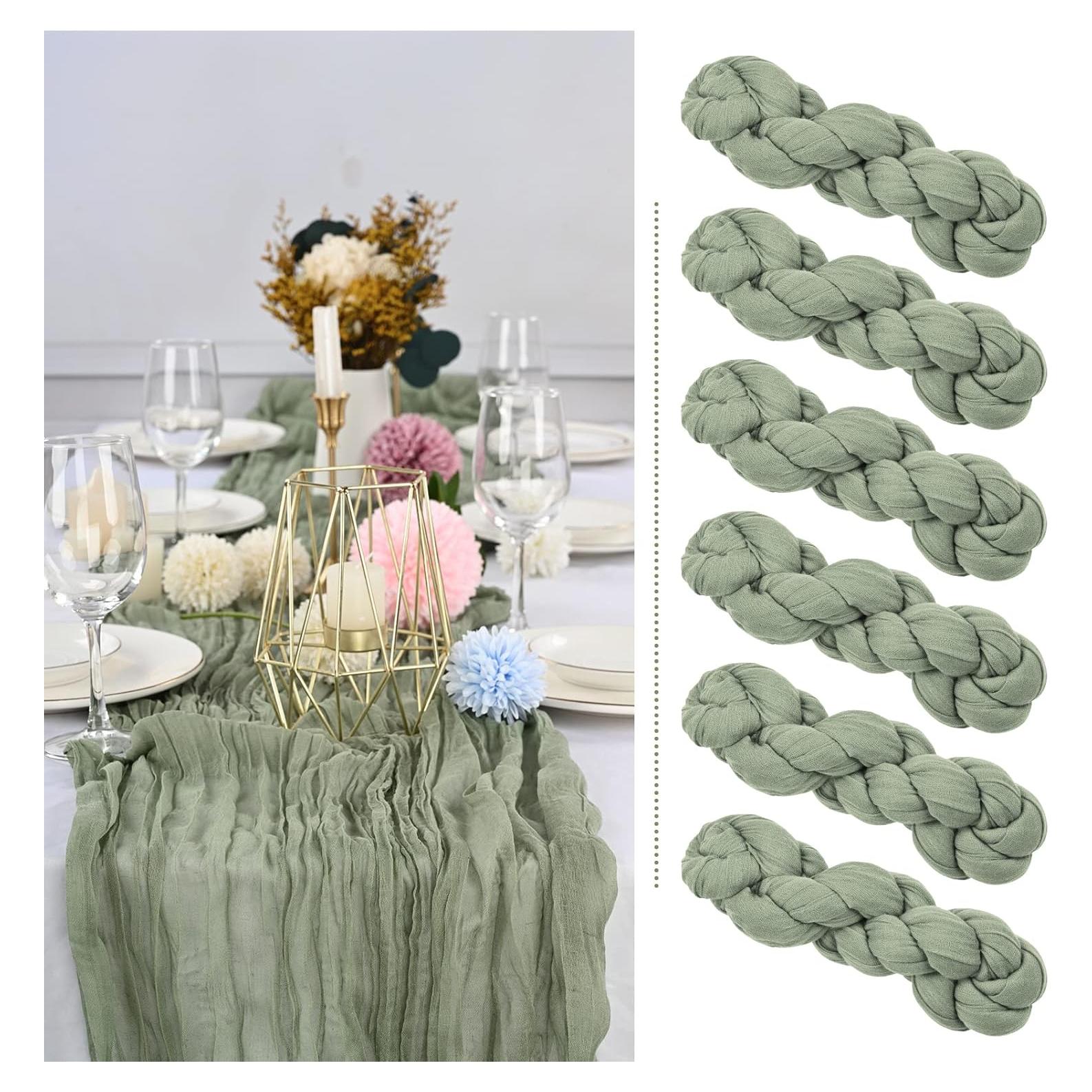 Caminos de Mesa de Gasa Verde Salvia 6 Piezas 89x305 cm