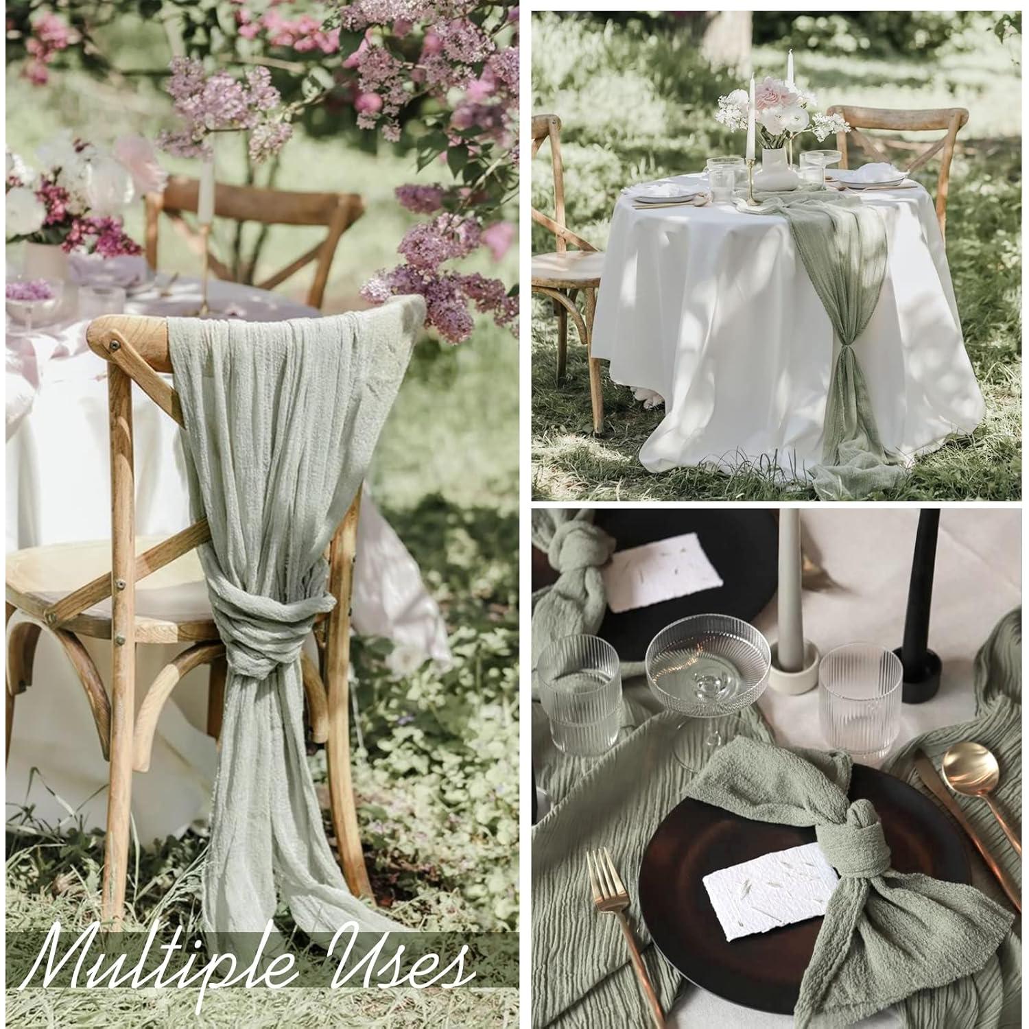 Caminos de Mesa de Gasa Verde Salvia 6 Piezas 89x305 cm