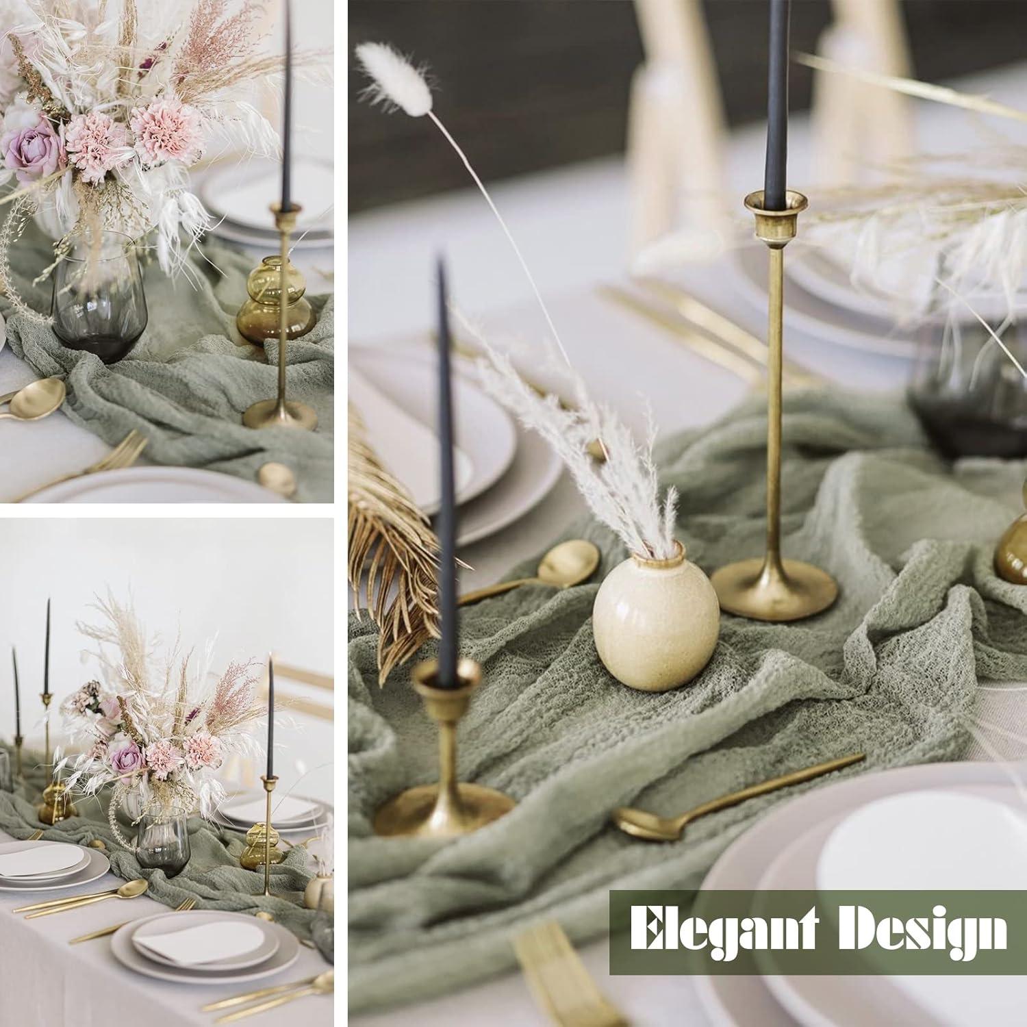 Caminos de Mesa de Gasa Verde Salvia 6 Piezas 89x305 cm