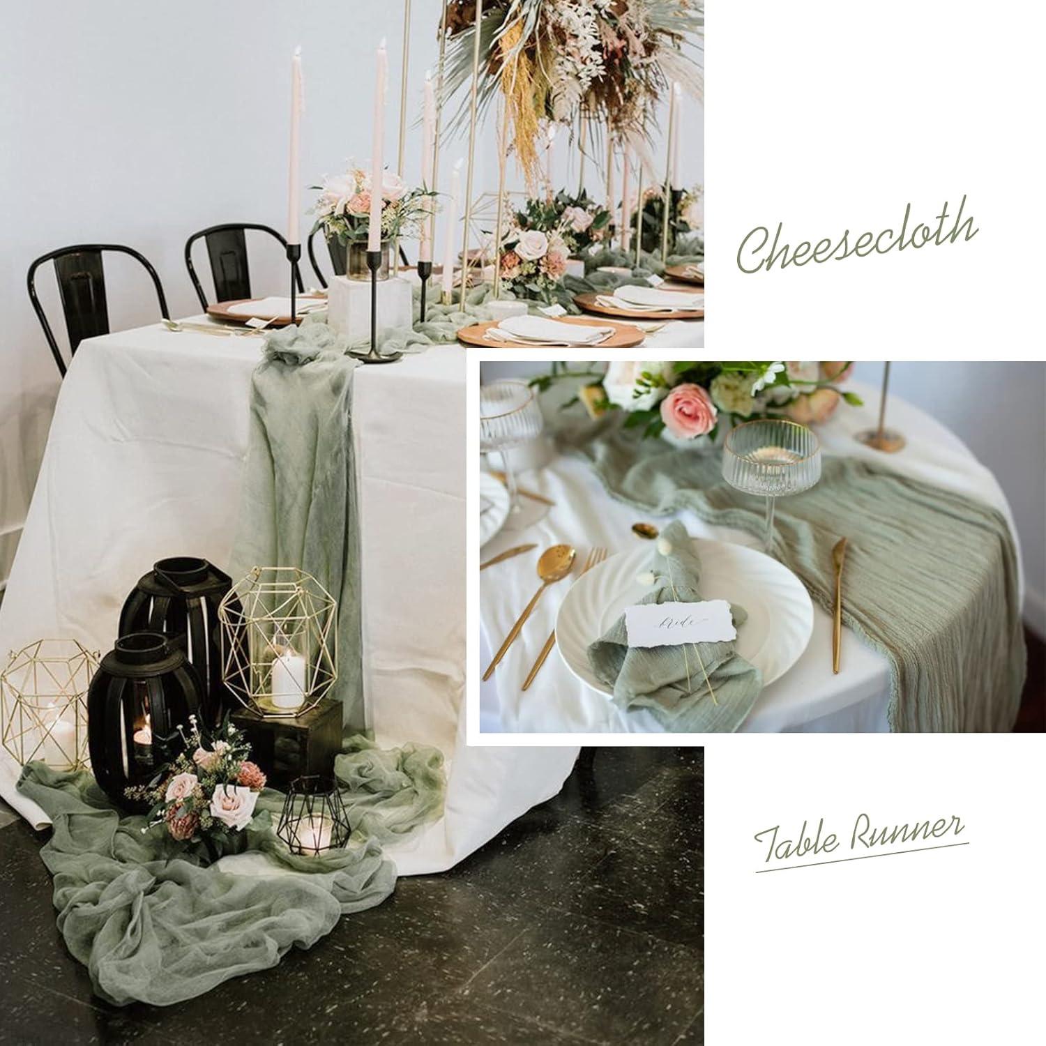 Caminos de Mesa de Gasa Verde Salvia 6 Piezas 89x305 cm