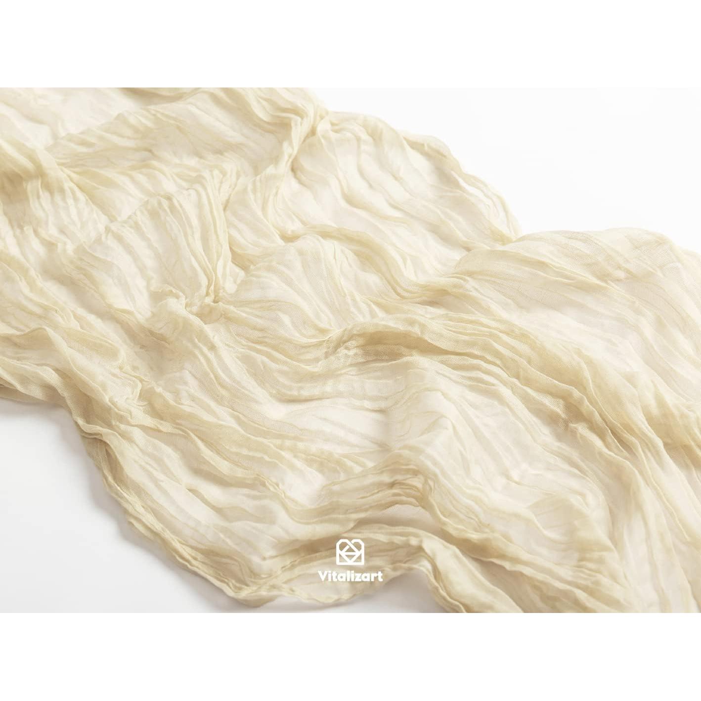 Caminito de Mesa de Gasa Cheesecloth Vitalizart 3m Blanco Crema