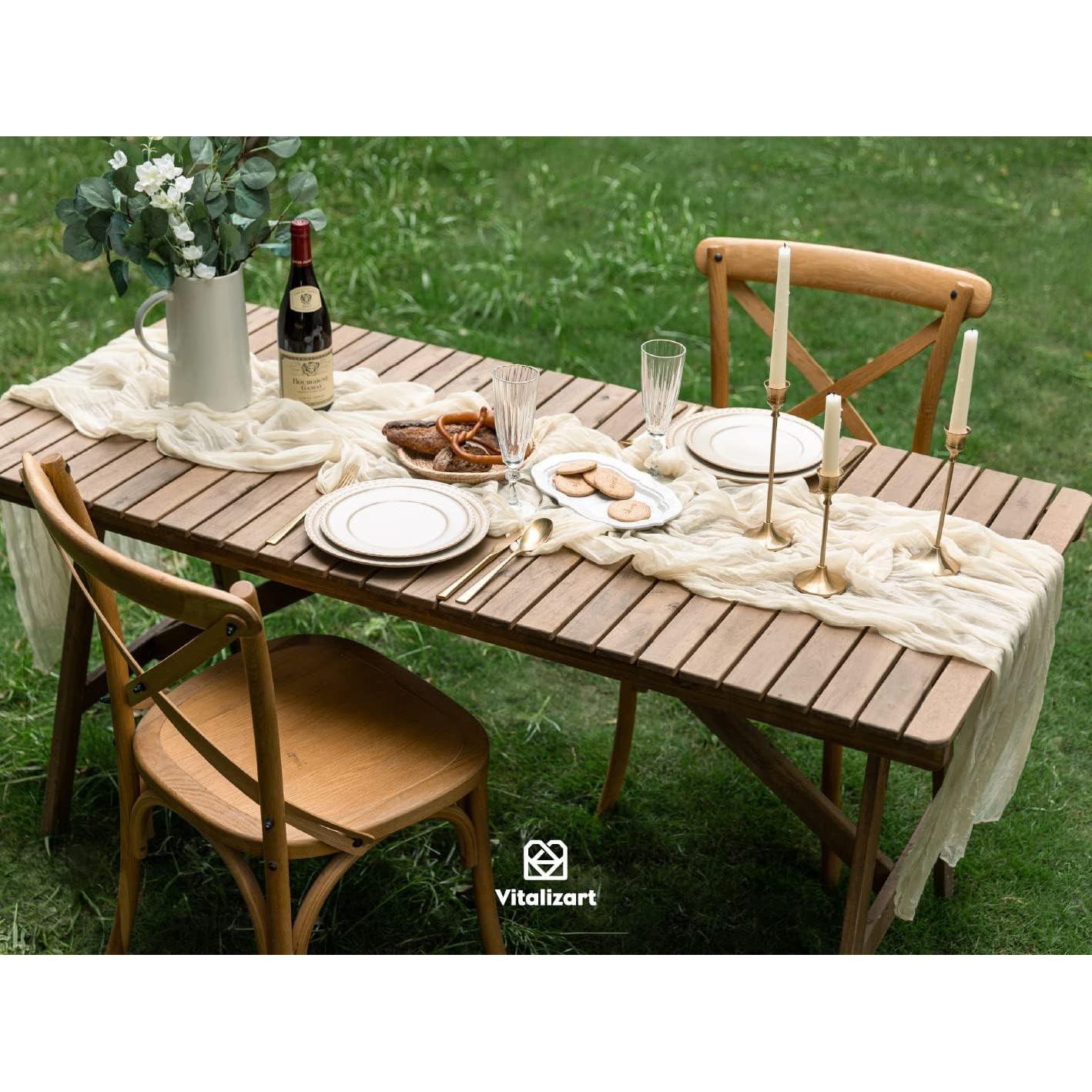 Caminito de Mesa de Gasa Cheesecloth Vitalizart 3m Blanco Crema