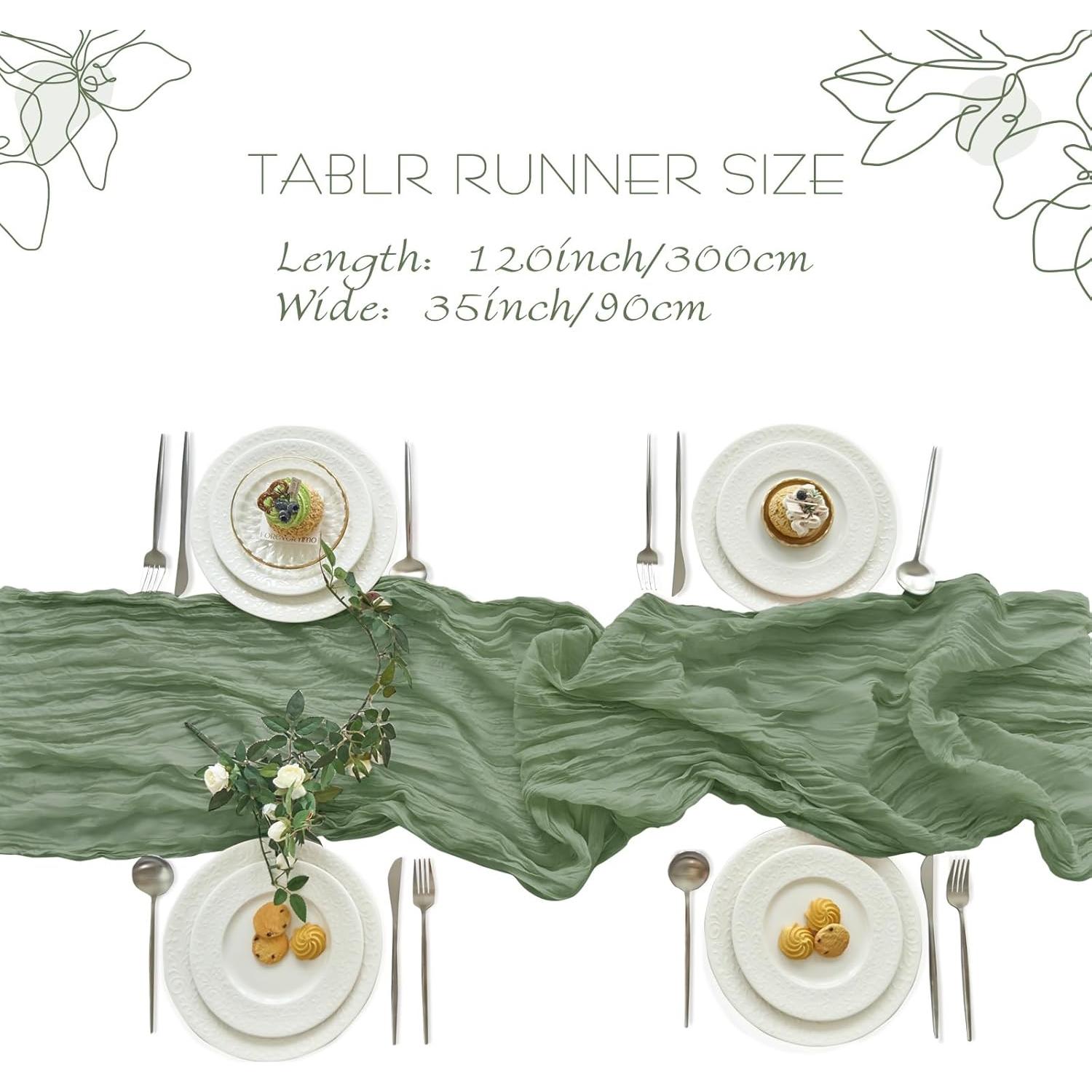 Cubre Mesa de Gasa IVAPUPU 3.05m Verde Salvia 2 Pcs